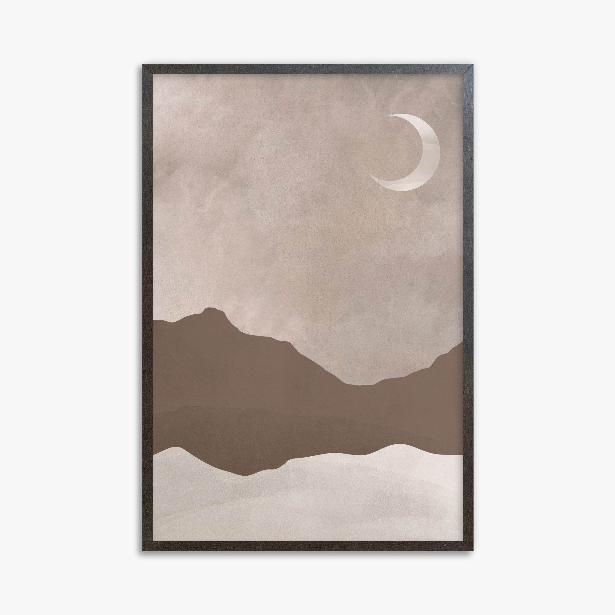 Serene Crescent Mountain, 61x91cm Framed Poster With Espresso Frame