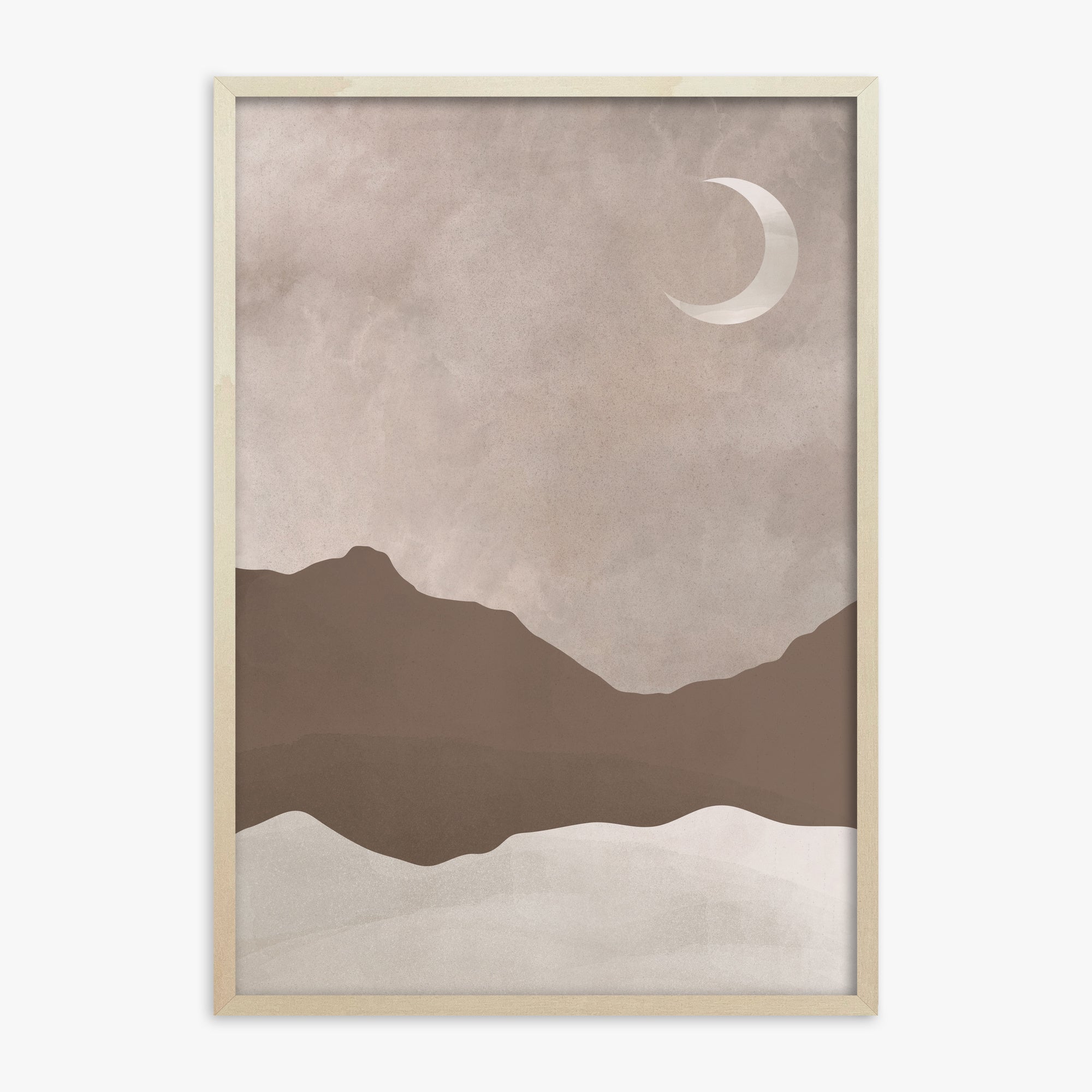 Serene Crescent Mountain, 70x100cm Framed Poster With Lime Wood Frame