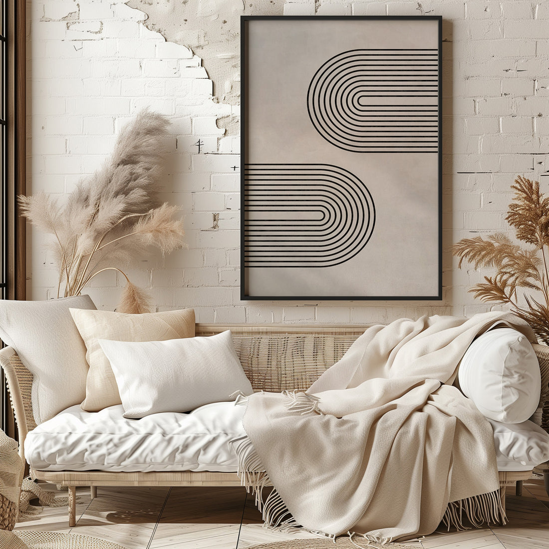 Echoed Arcs, 50x70cm Framed Poster With Black Frame