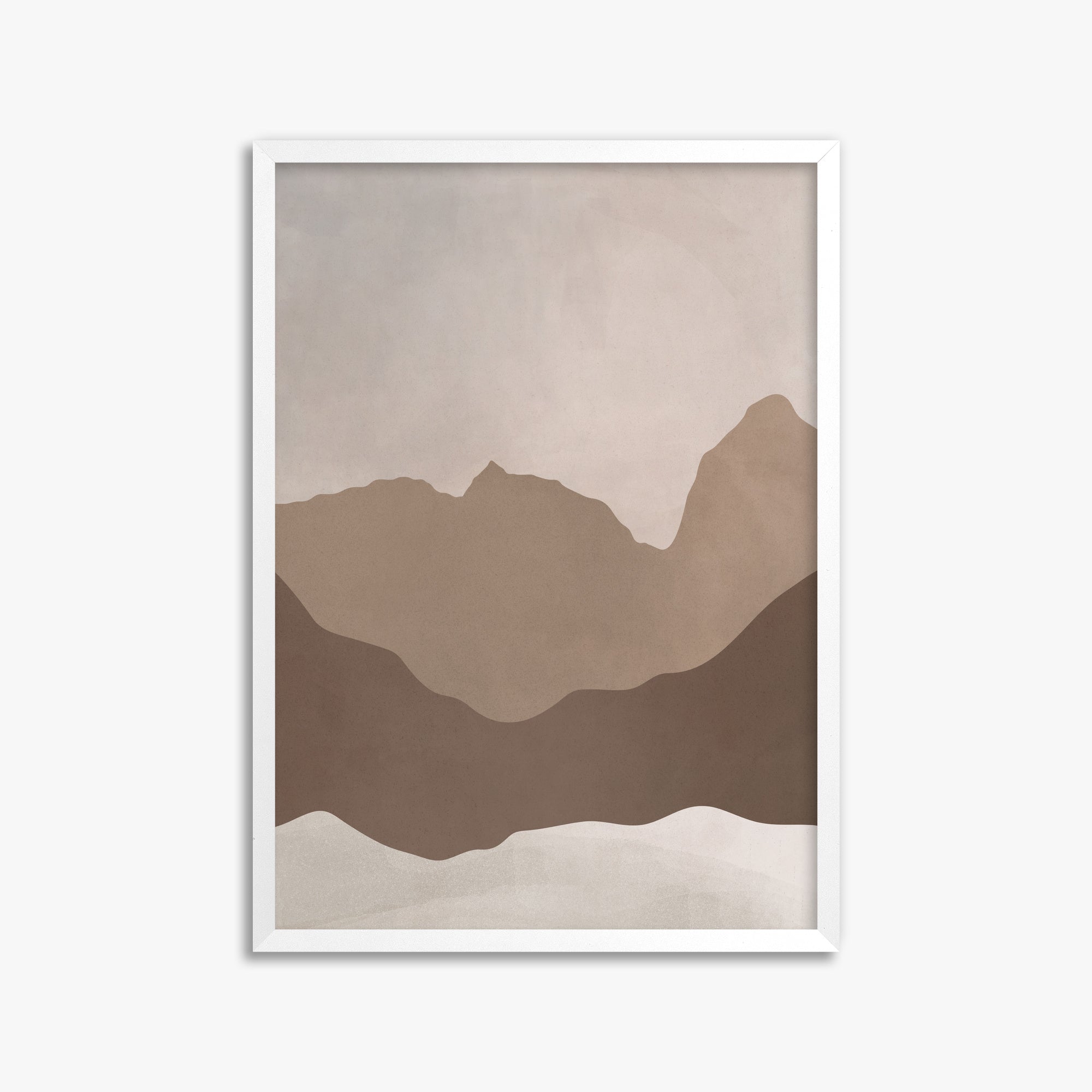 Serene Peaks, 50x70cm Framed Poster With White Frame