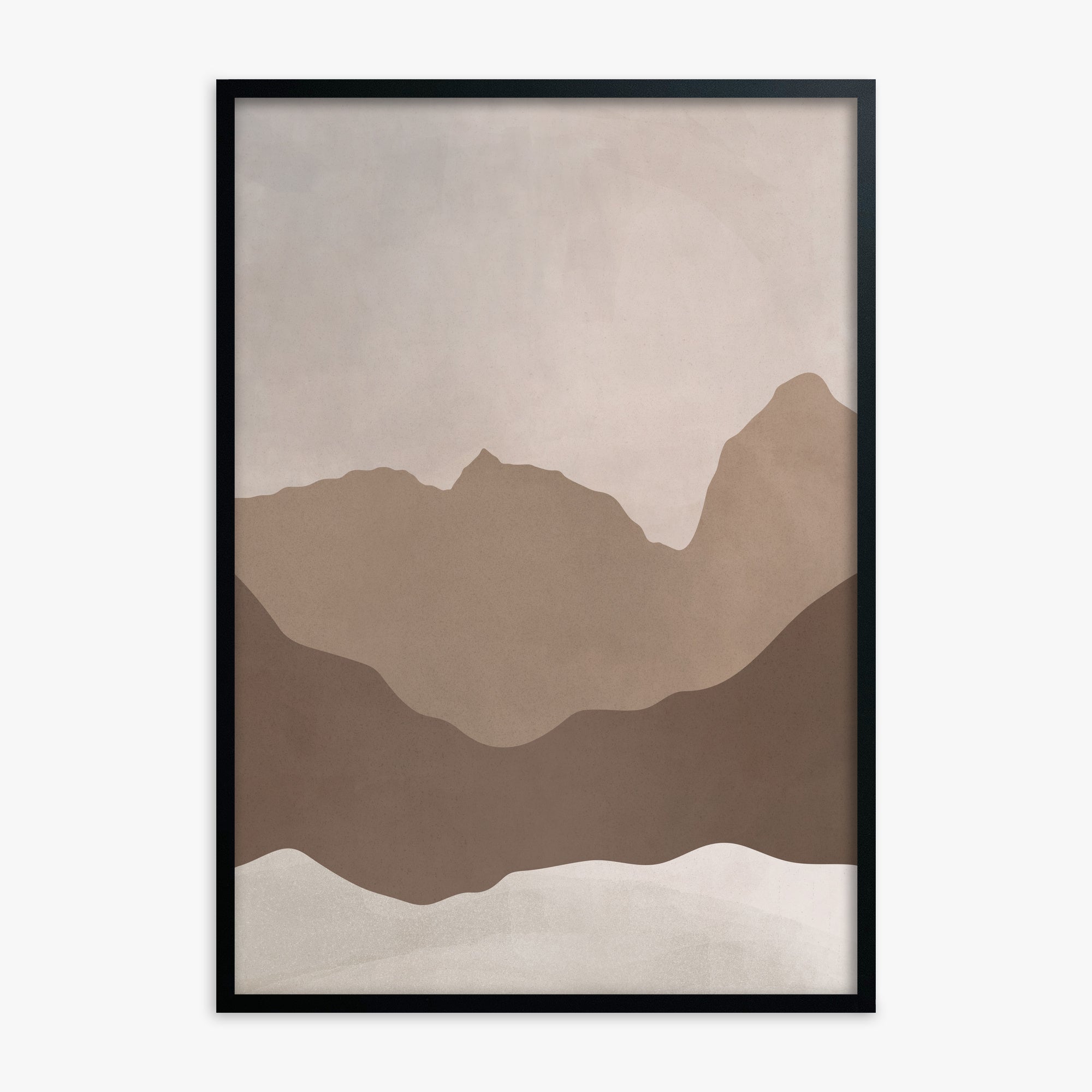 Serene Peaks, Black Framed Poster With Black Frame