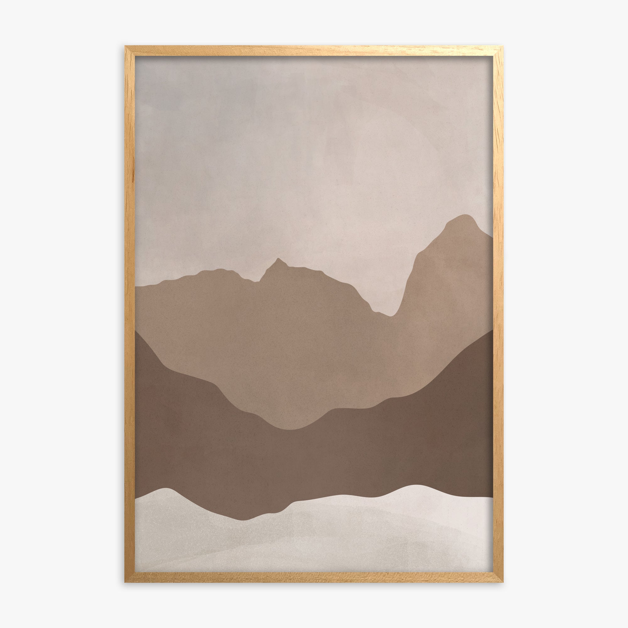 Serene Peaks, Oak Framed Poster With Oak Frame