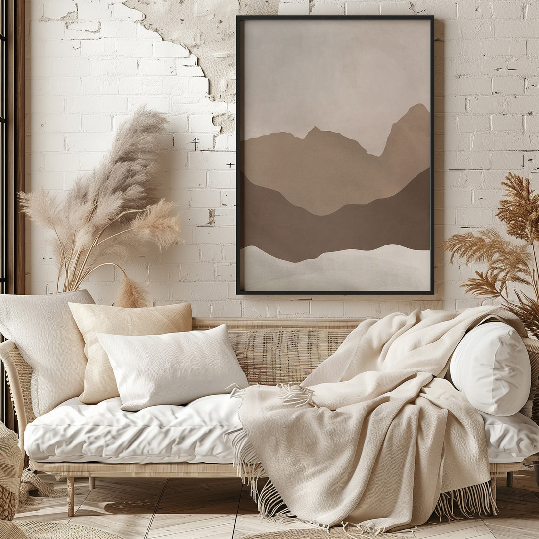 Serene Peaks, 50x70cm Framed Poster With Black Frame