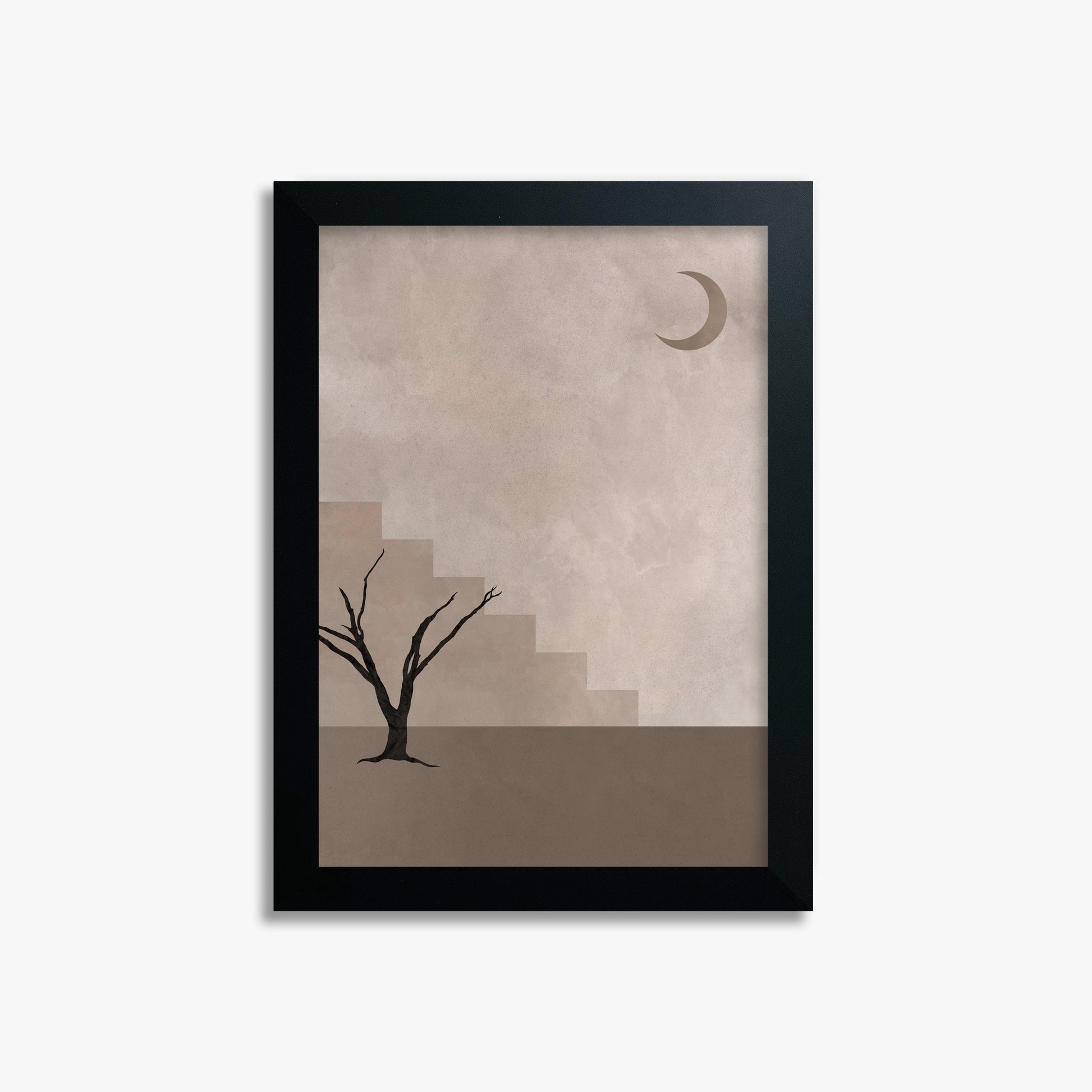 Stair To The Moon, 21x30cm Framed Poster With Black Frame