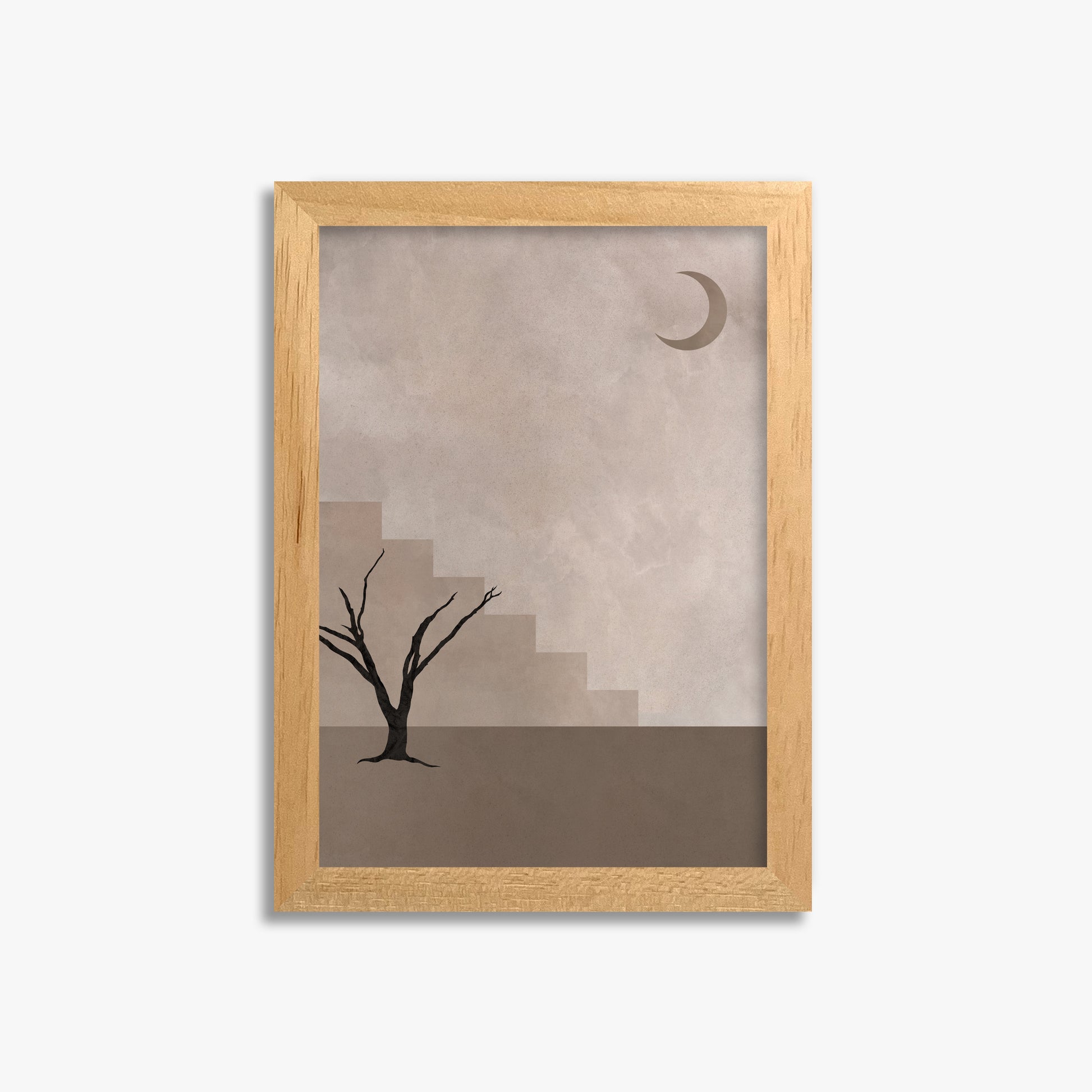 Stair To The Moon, 21x30cm Framed Poster With Oak Frame