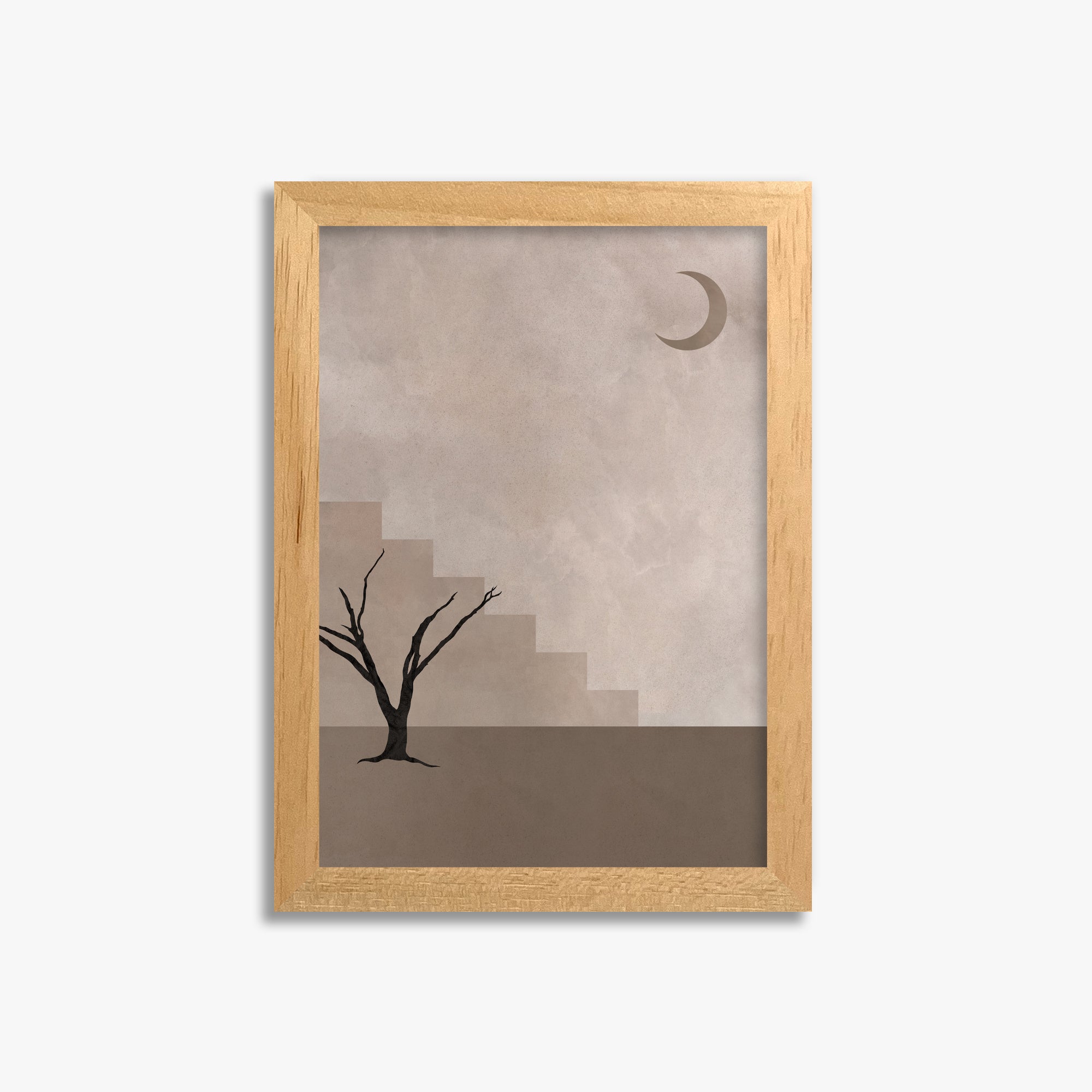 Stair To The Moon, 21x30cm Framed Poster With Oak Frame