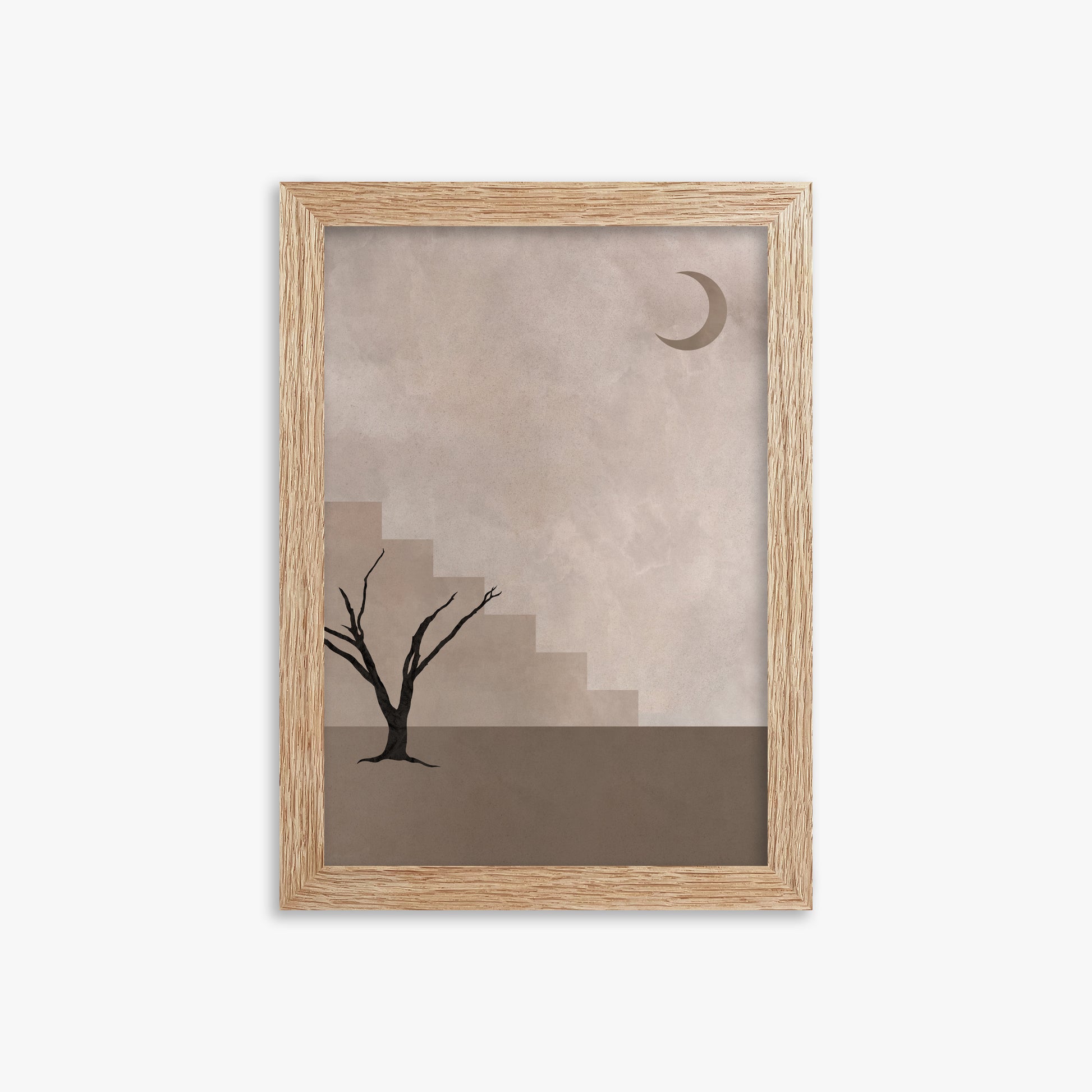 Stair To The Moon, 21x30cm Framed Poster With Raw Oak Frame