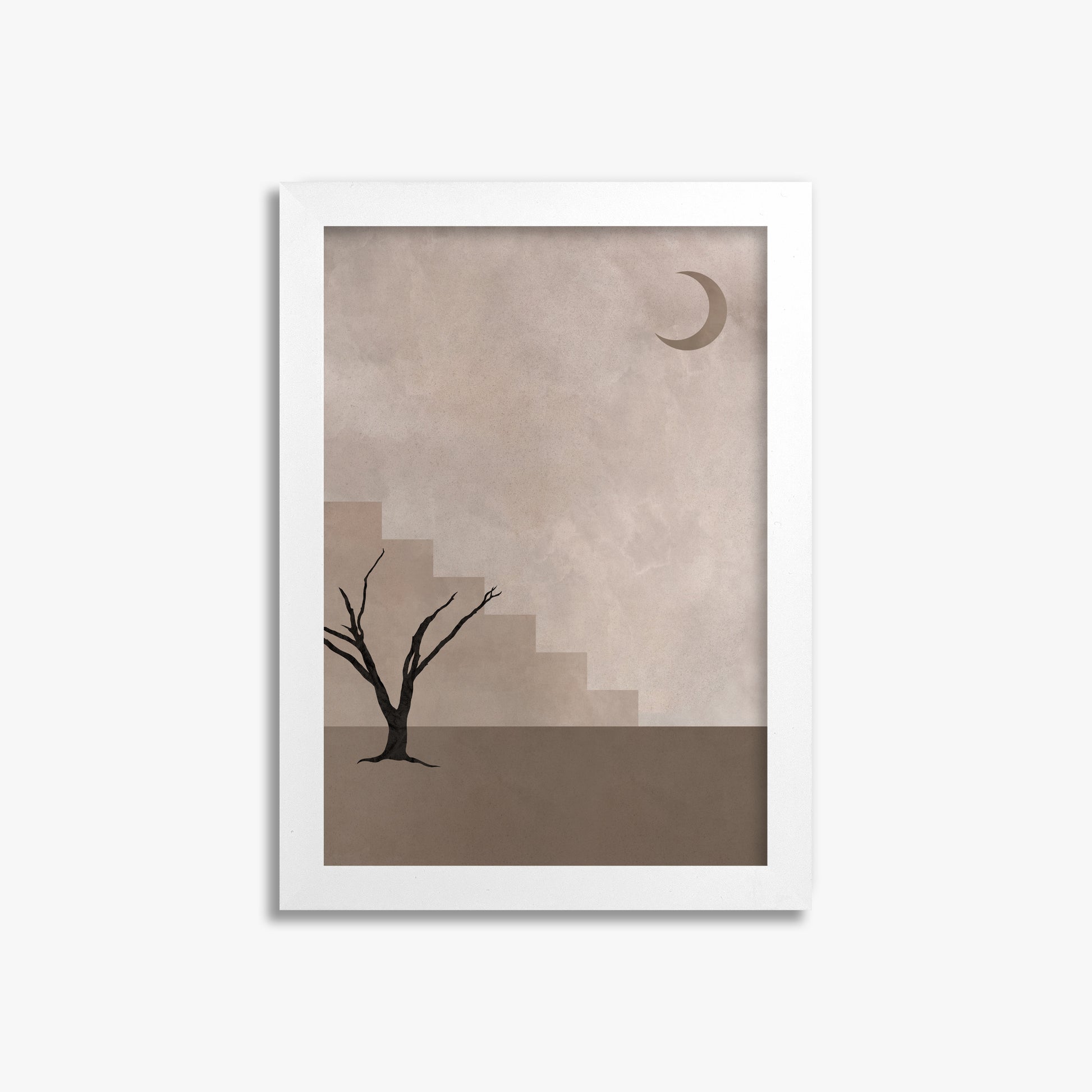 Stair To The Moon, 21x30cm Framed Poster With White Frame
