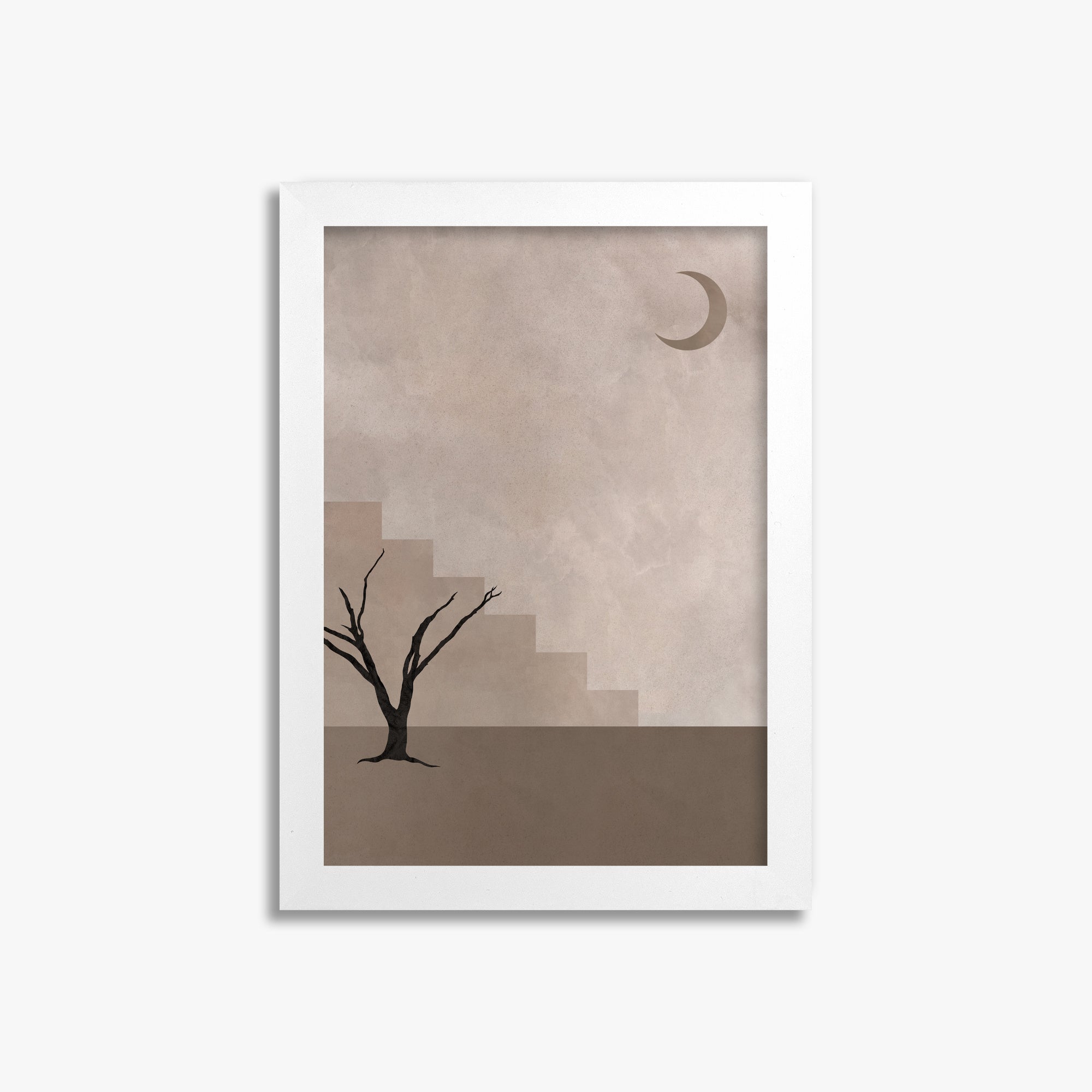 Stair To The Moon, 21x30cm Framed Poster With White Frame