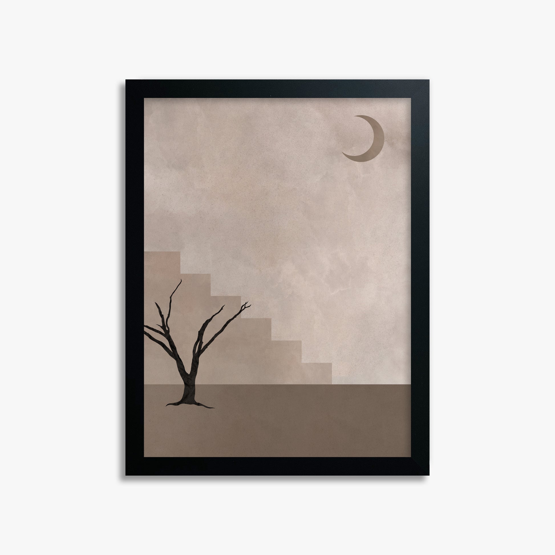 Stair To The Moon, 30x40cm Framed Poster With Black Frame