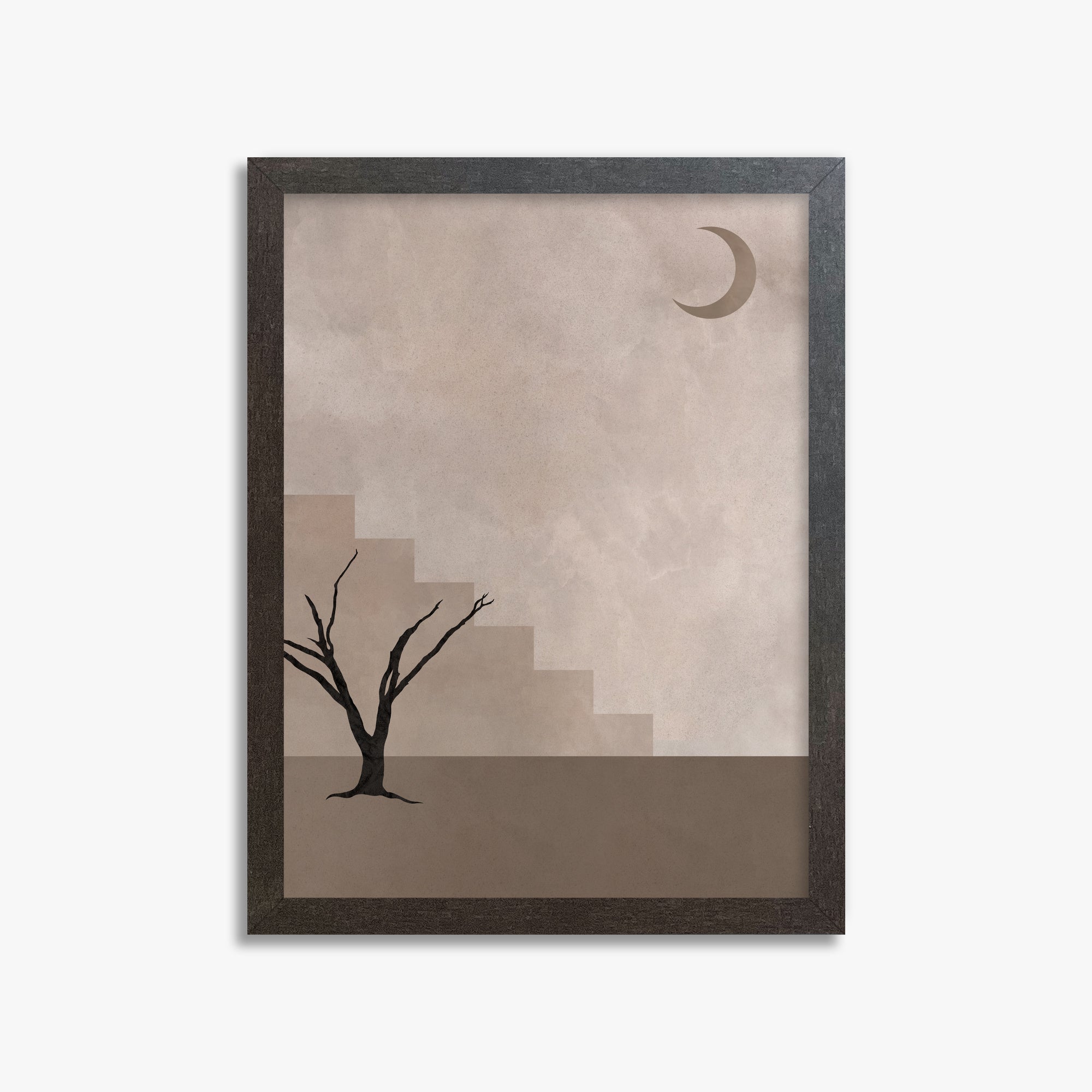 Stair To The Moon, 30x40cm Framed Poster With Espresso Frame