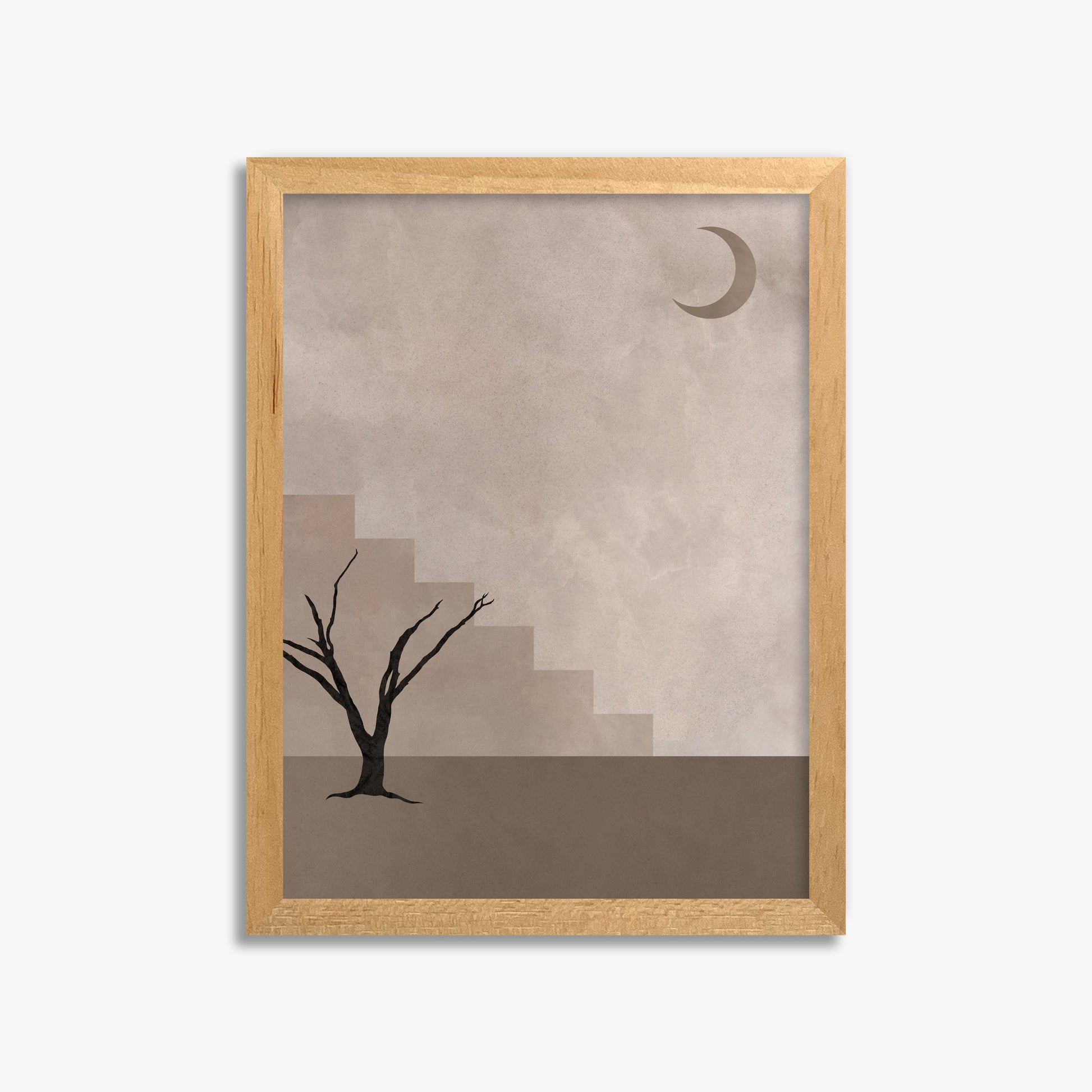 Stair To The Moon, 30x40cm Framed Poster With Oak Frame