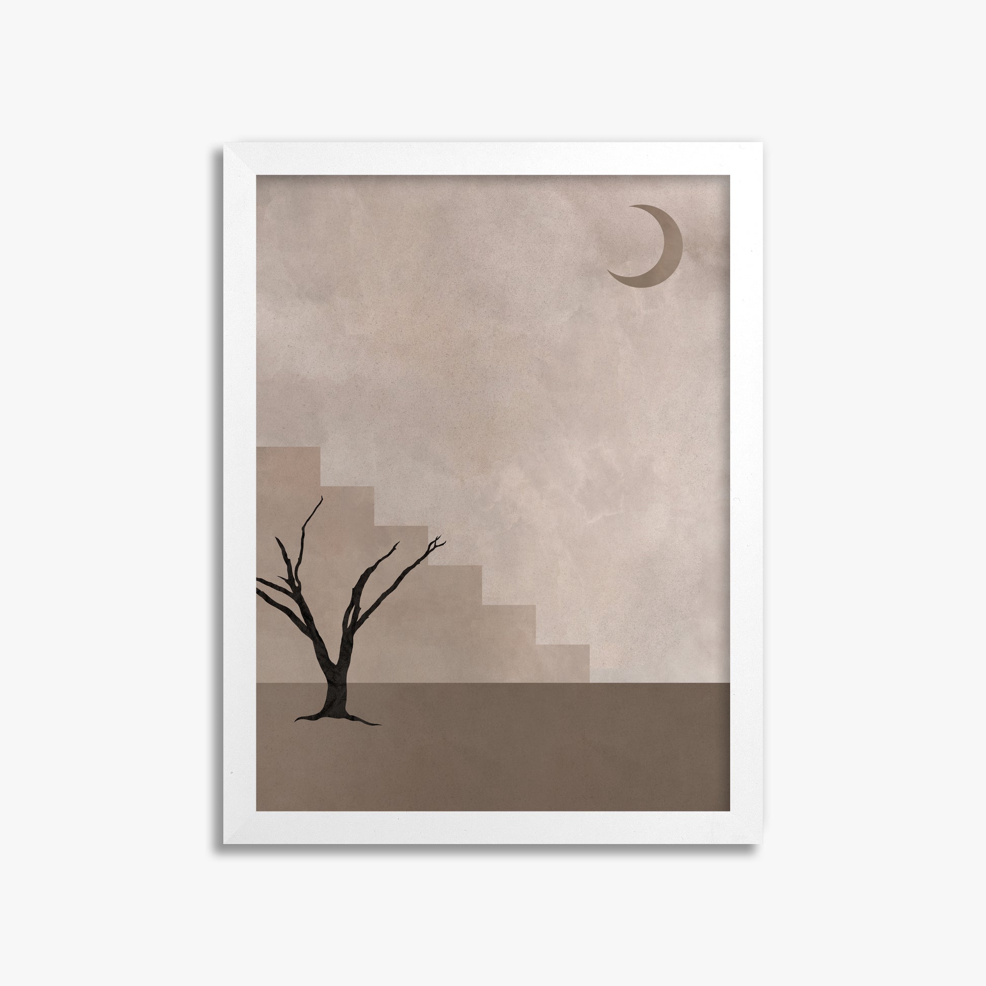 Stair To The Moon, 30x40cm Framed Poster With White Frame