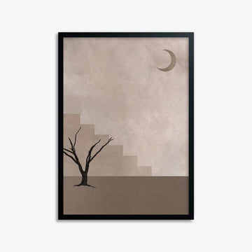 Stair To The Moon, 50x70cm Framed Poster With Black Frame