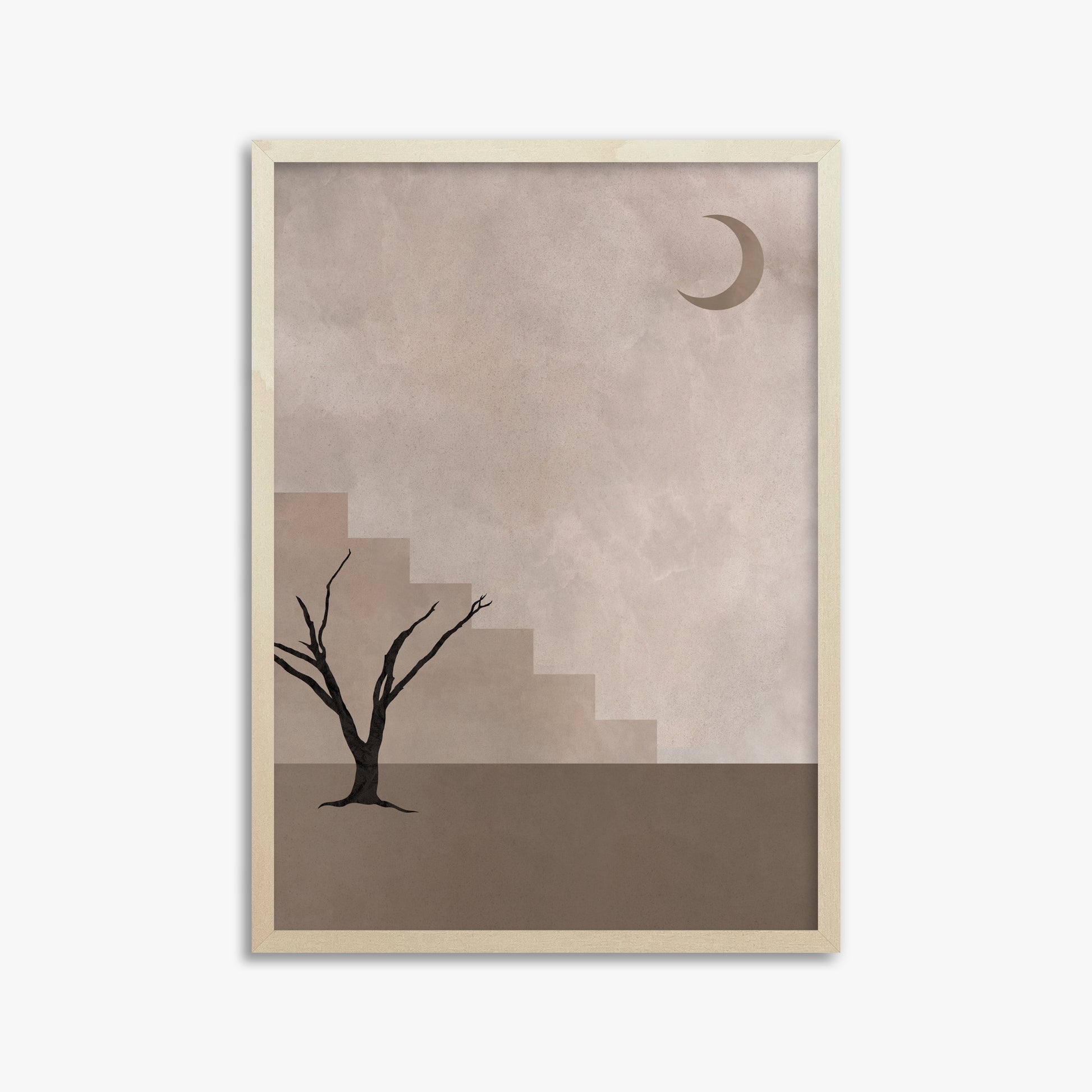 Stair To The Moon, 50x70cm Framed Poster With Lime Wood Frame