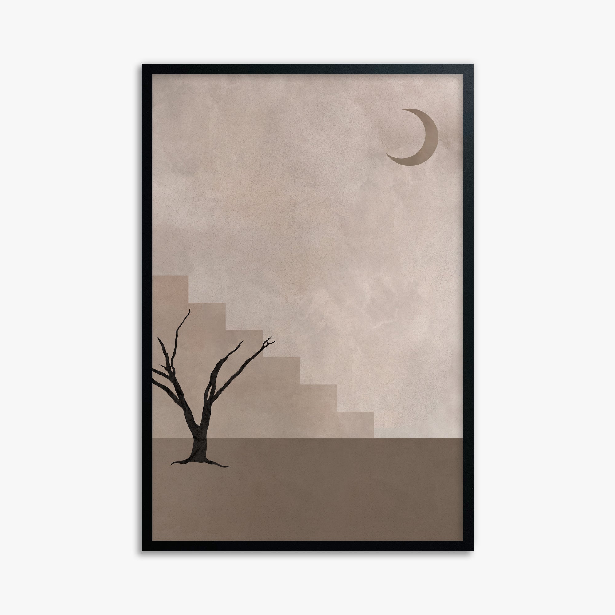 Stair To The Moon, 61x91cm Framed Poster With Black Frame