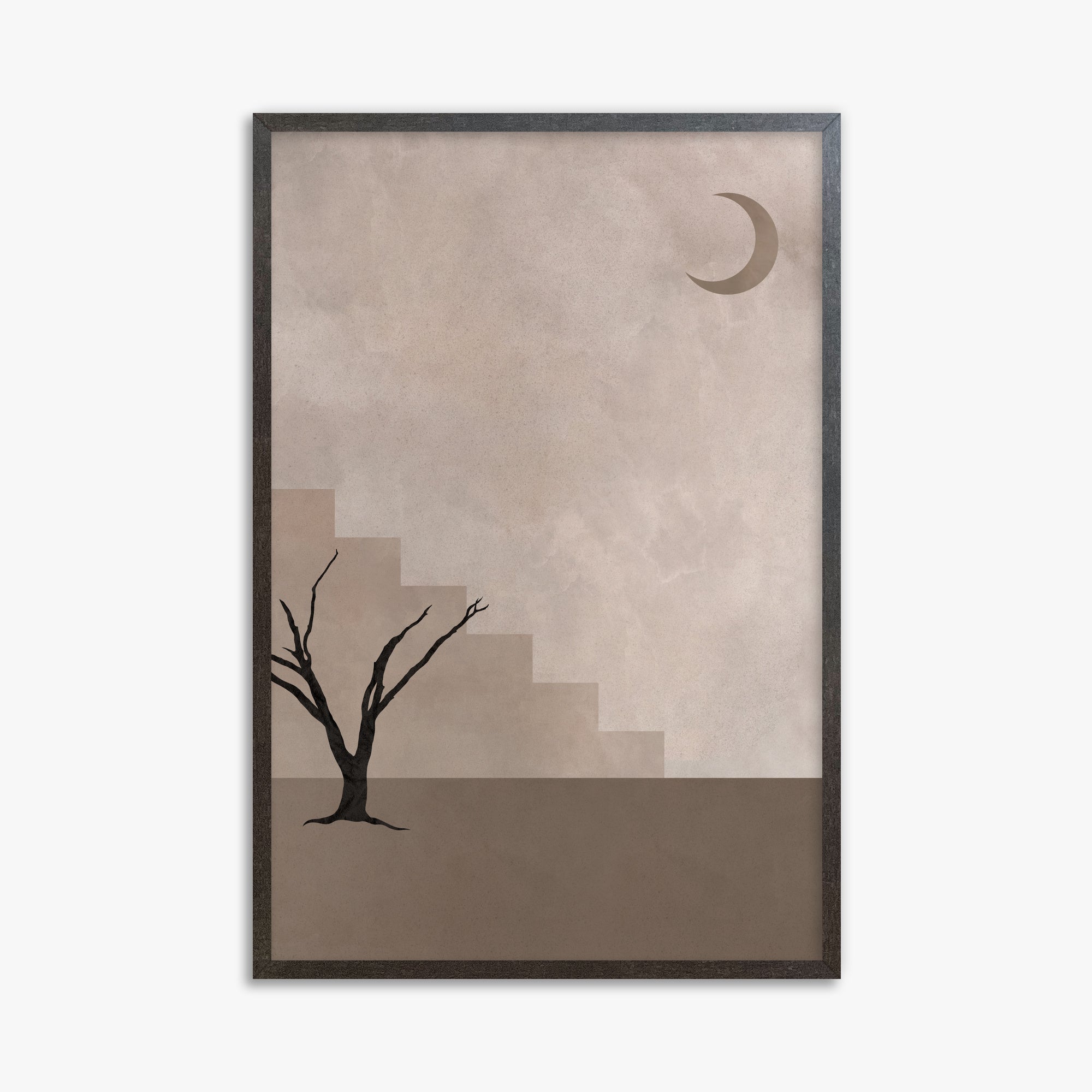 Stair To The Moon, 61x91cm Framed Poster With Espresso Frame