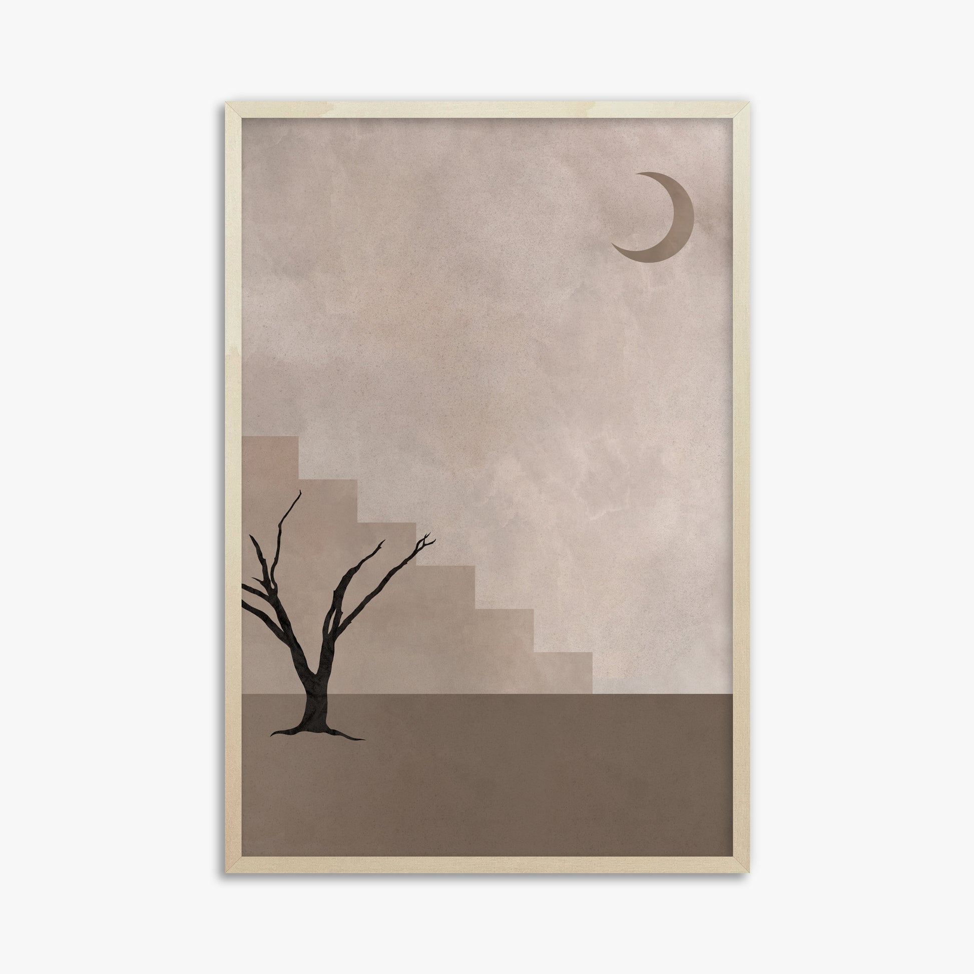 Stair To The Moon, 61x91cm Framed Poster With Lime Wood Frame