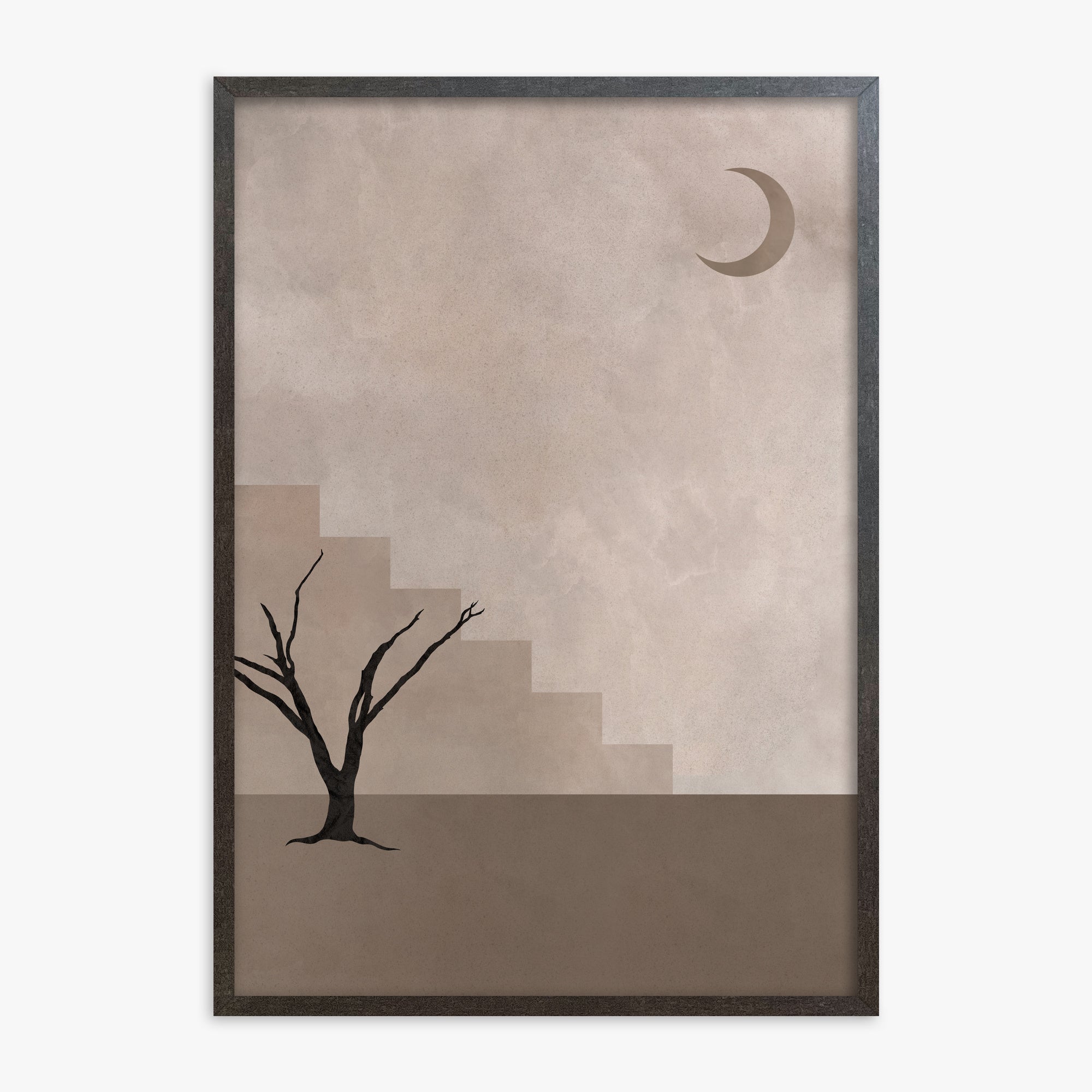 Stair To The Moon, 70x100cm Framed Poster With Espresso Frame