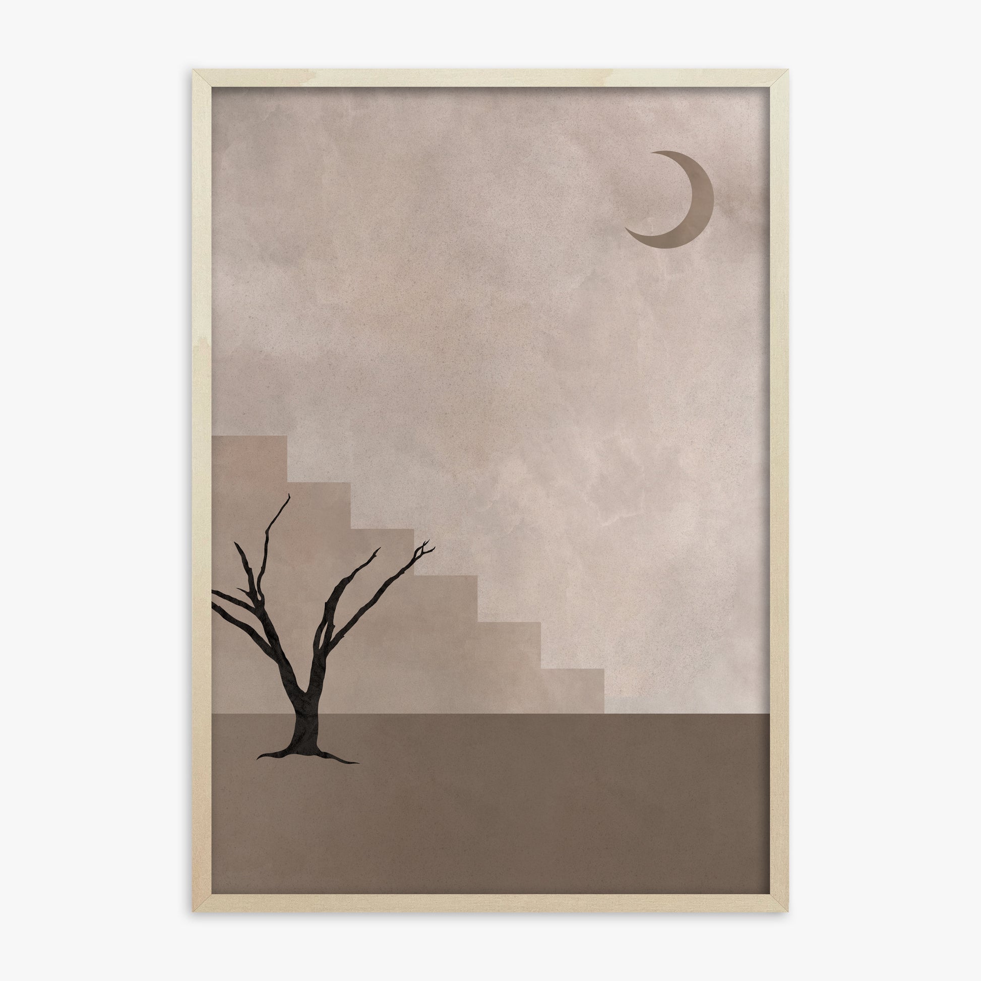Stair To The Moon, 70x100cm Framed Poster With Lime Wood Frame
