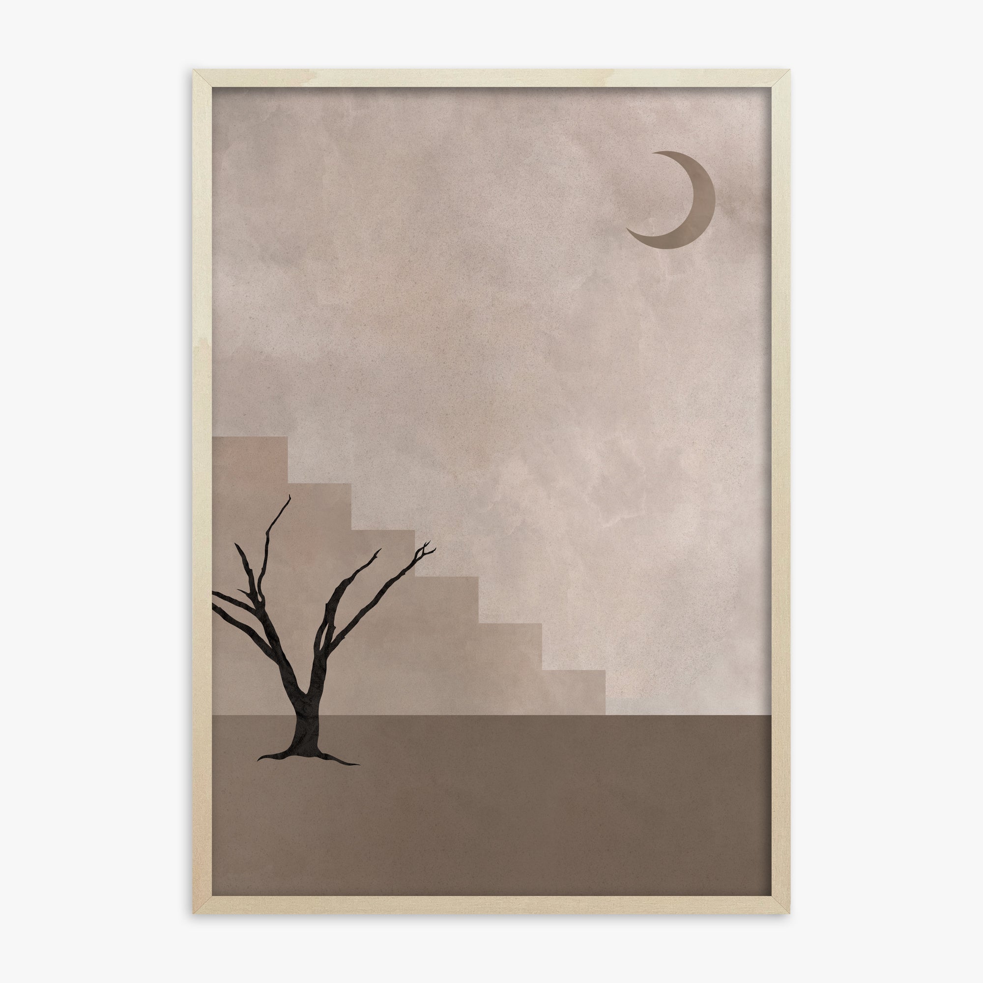 Stair To The Moon, 70x100cm Framed Poster With Lime Wood Frame
