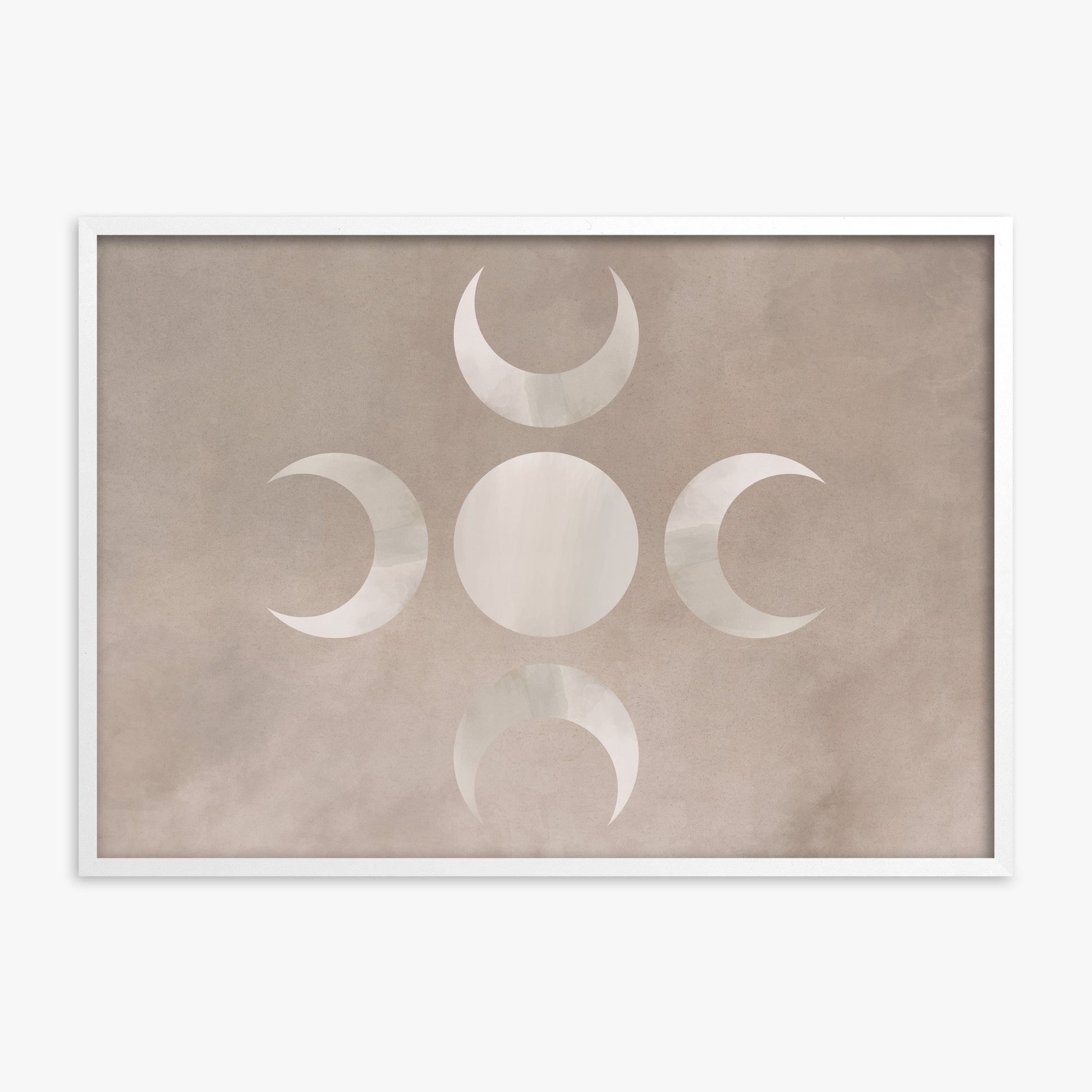 Mystic Moon Phases, White Framed Poster With White Frame
