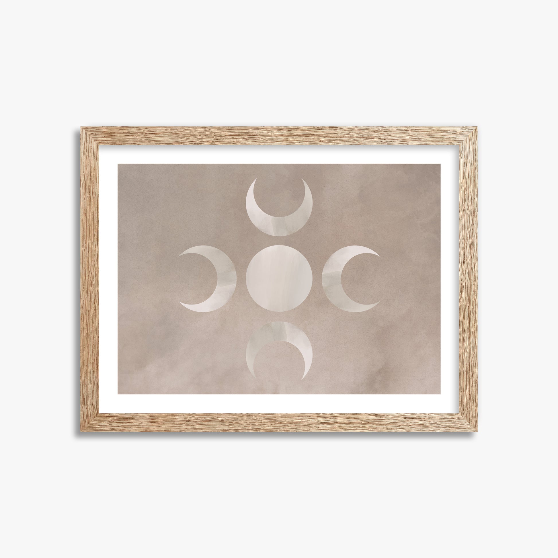 Mystic Moon Phases, 30x40cm Framed Poster With Raw Oak Frame