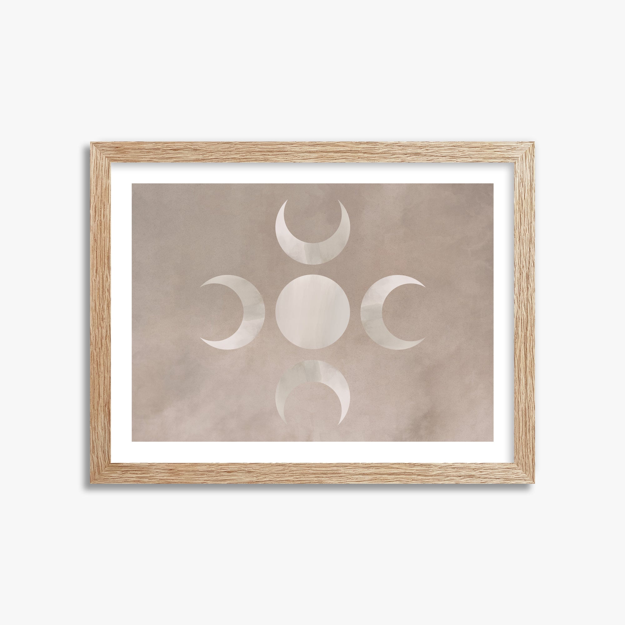 Mystic Moon Phases, 30x40cm Framed Poster With Raw Oak Frame