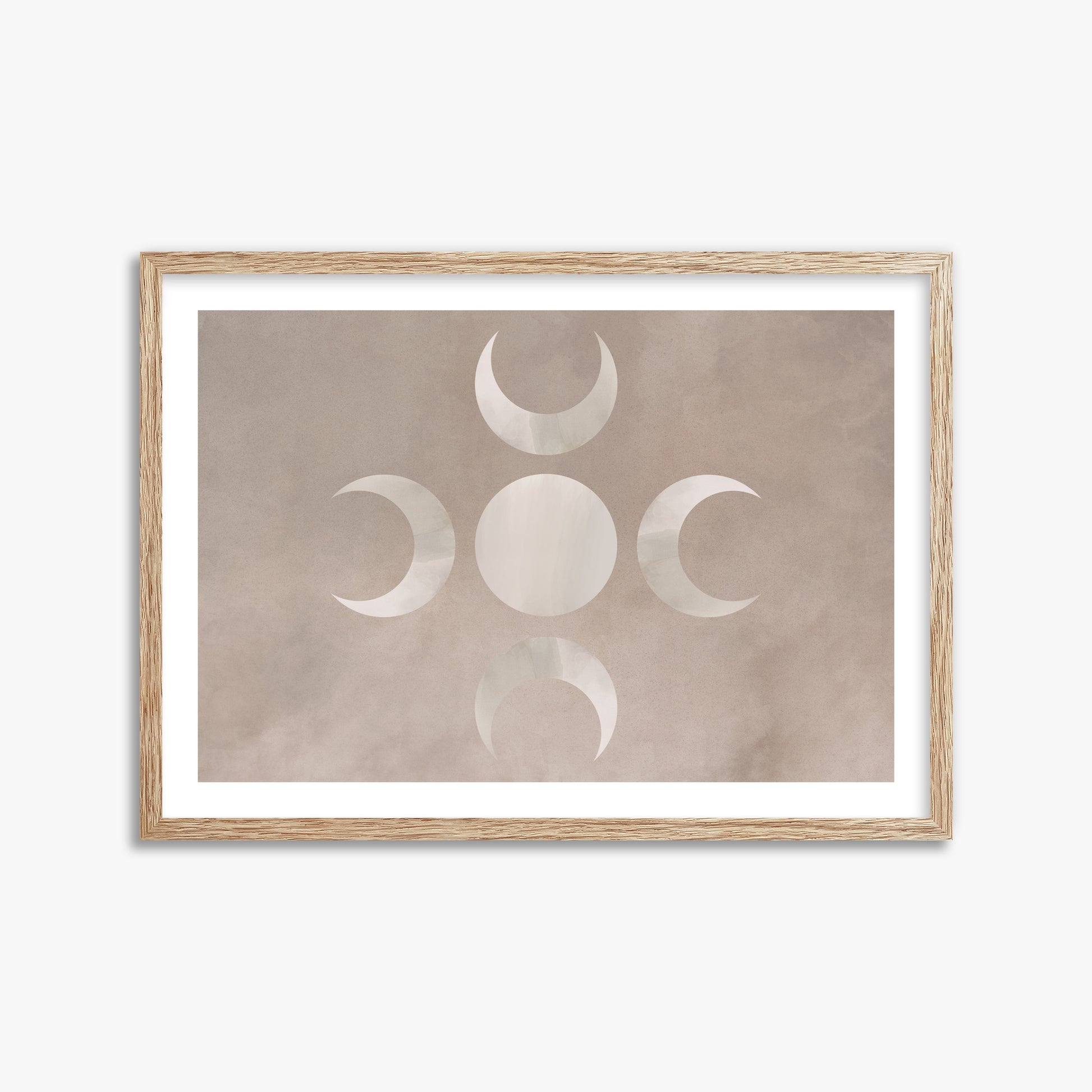 Mystic Moon Phases, 50x70cm Framed Poster With Raw Oak Frame