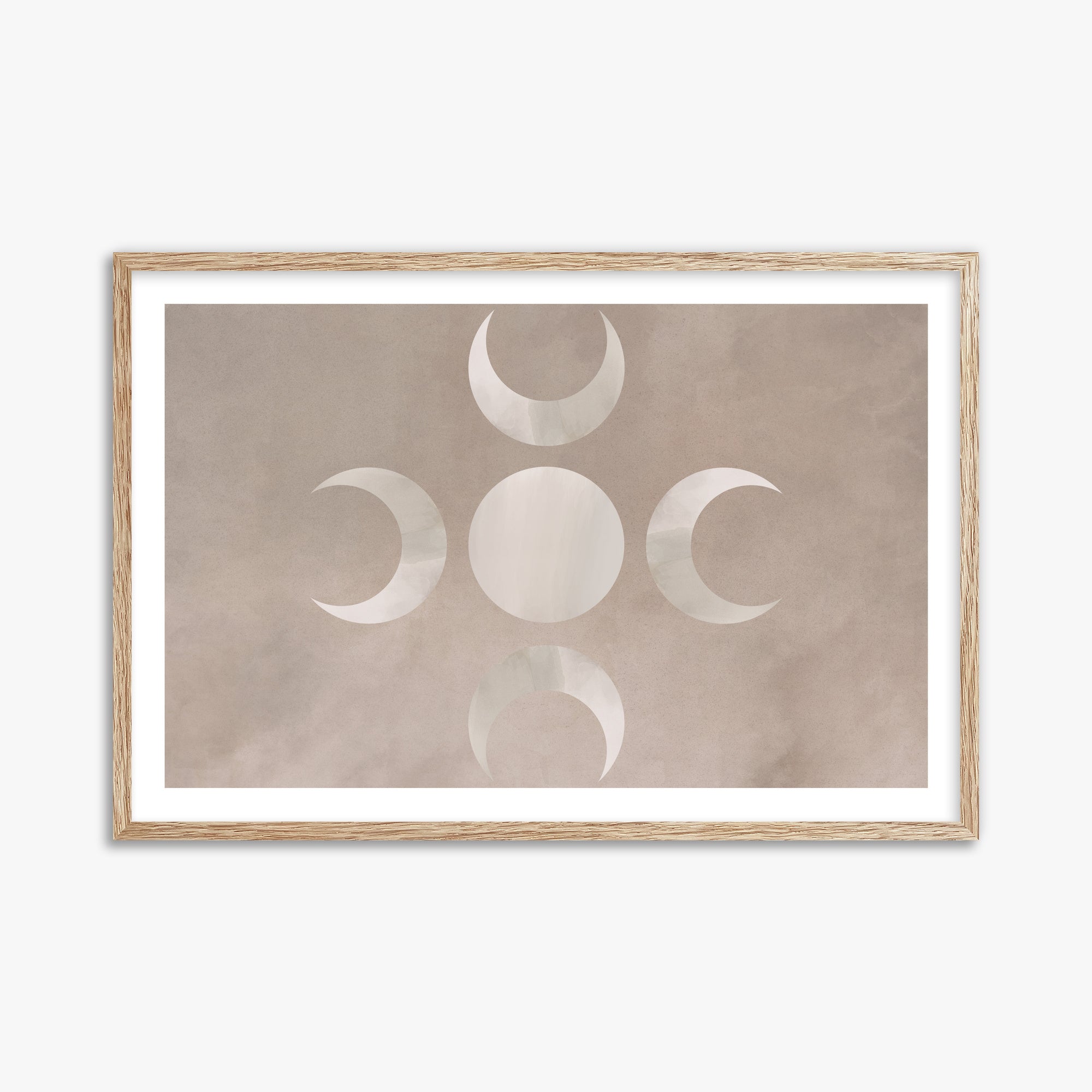 Mystic Moon Phases, 61x91cm Framed Poster With Raw Oak Frame
