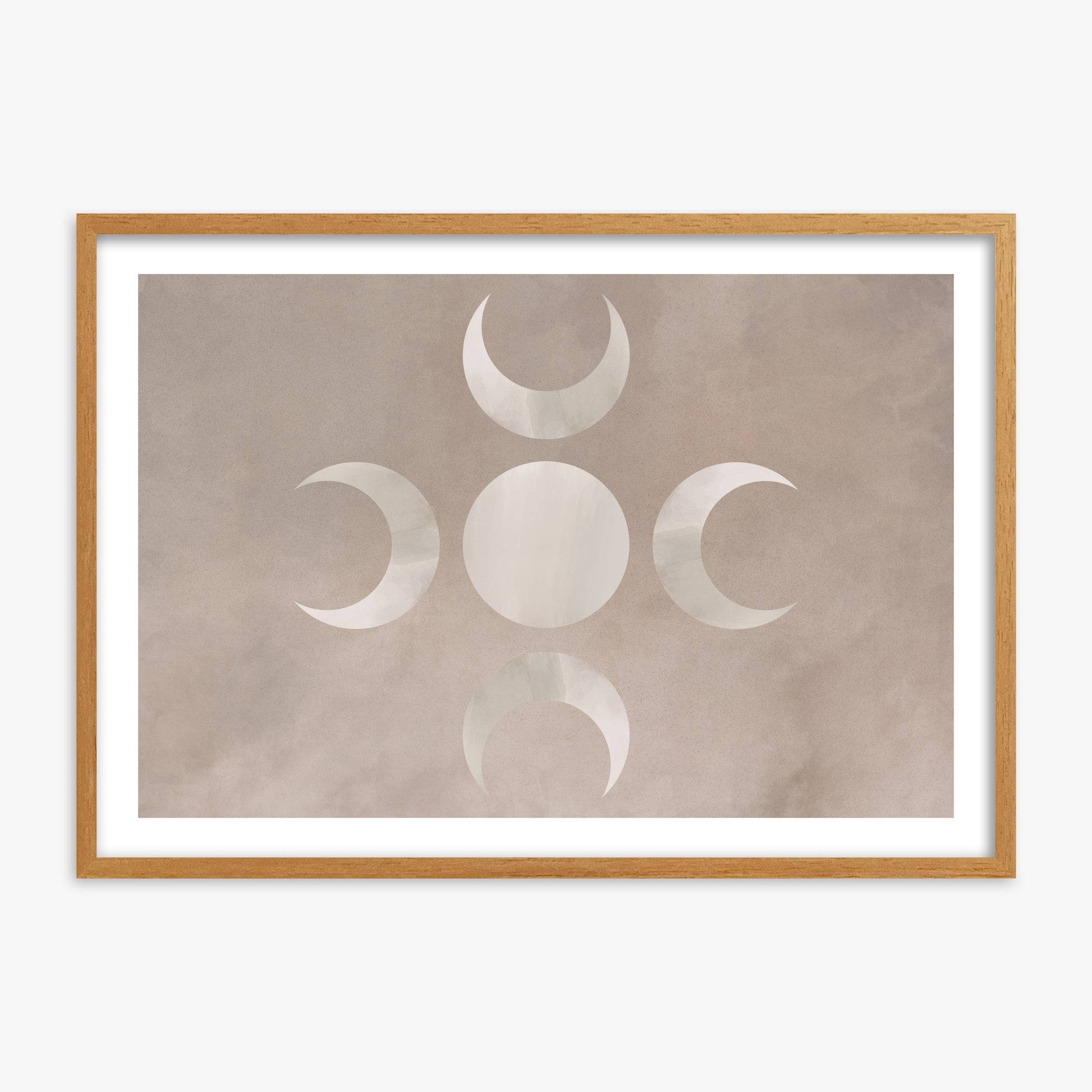 Mystic Moon Phases, 70x100cm Framed Poster With Oak Frame