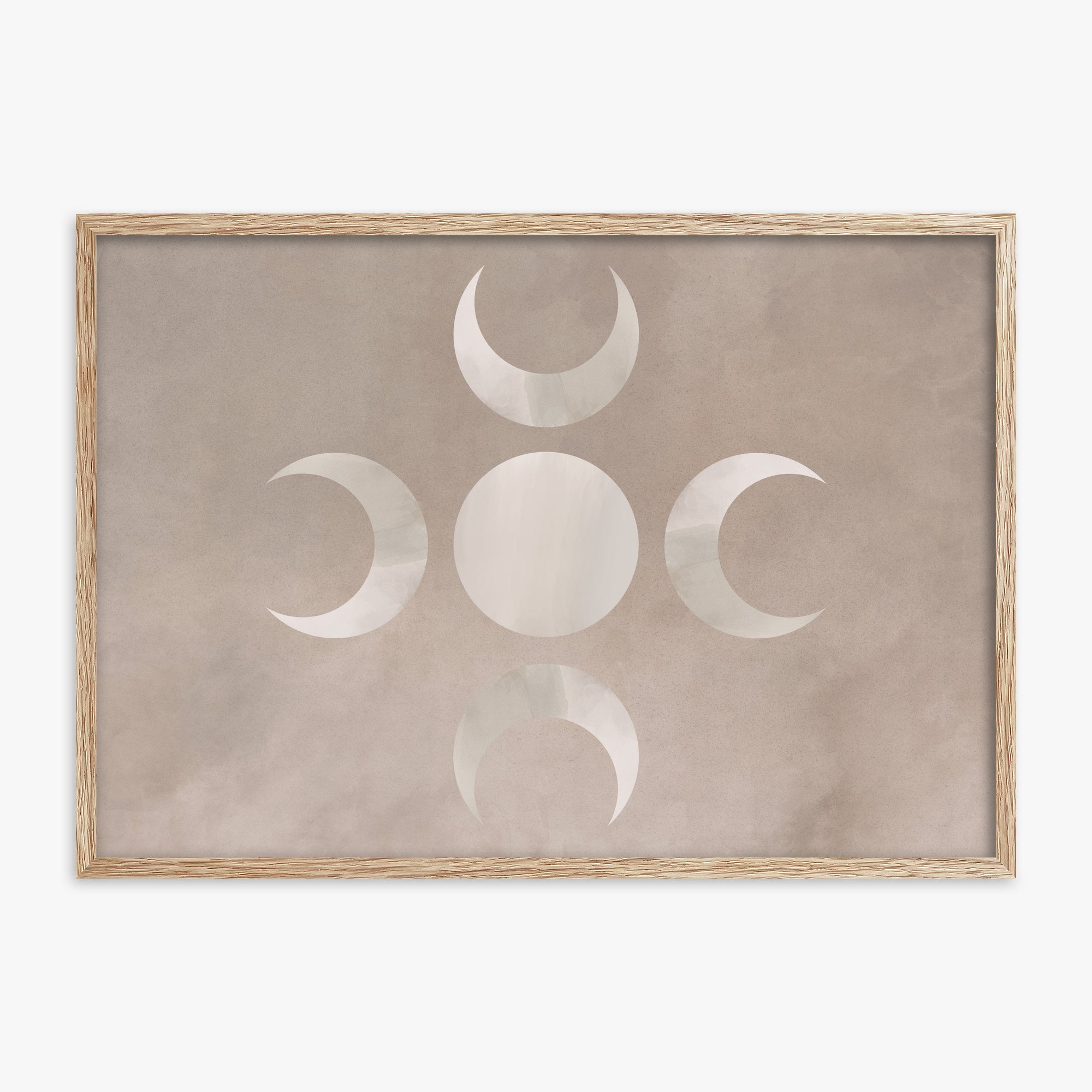 Mystic Moon Phases, 70x100cm Framed Poster With Raw Oak Frame