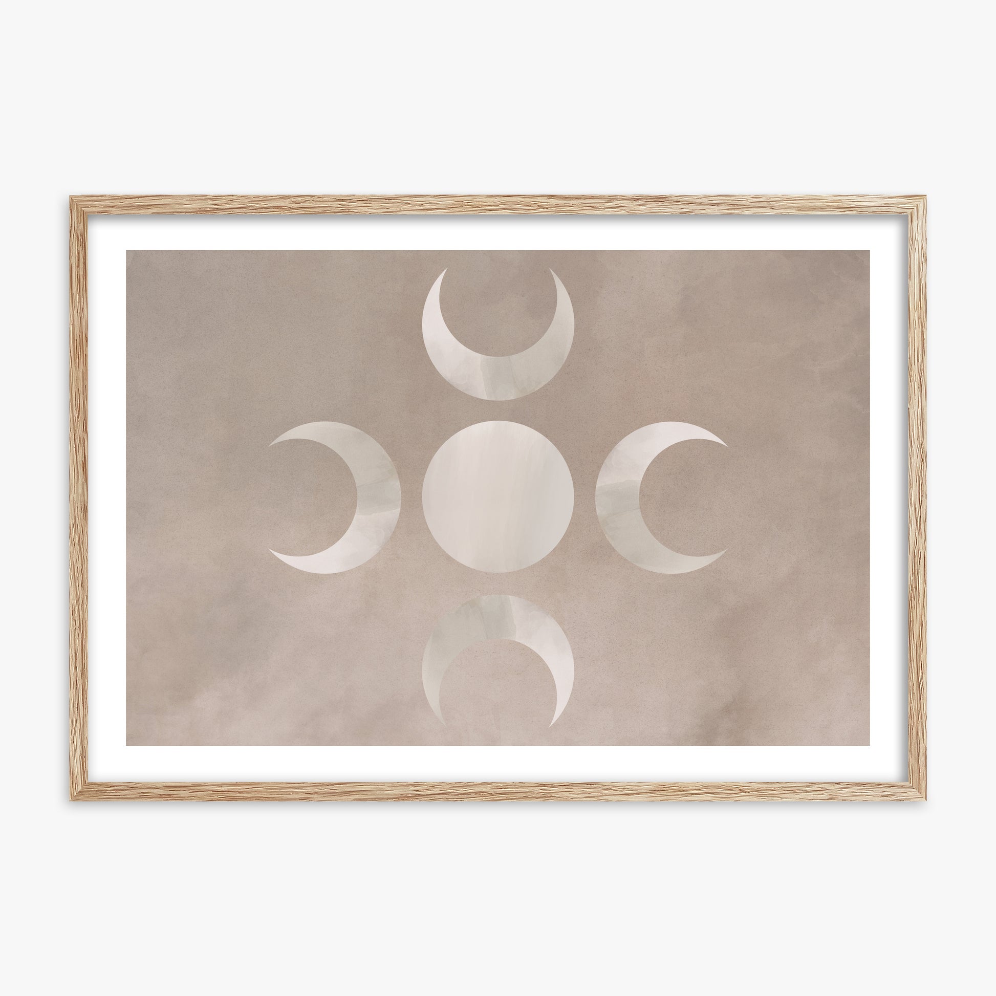 Mystic Moon Phases, 70x100cm Framed Poster With Raw Oak Frame