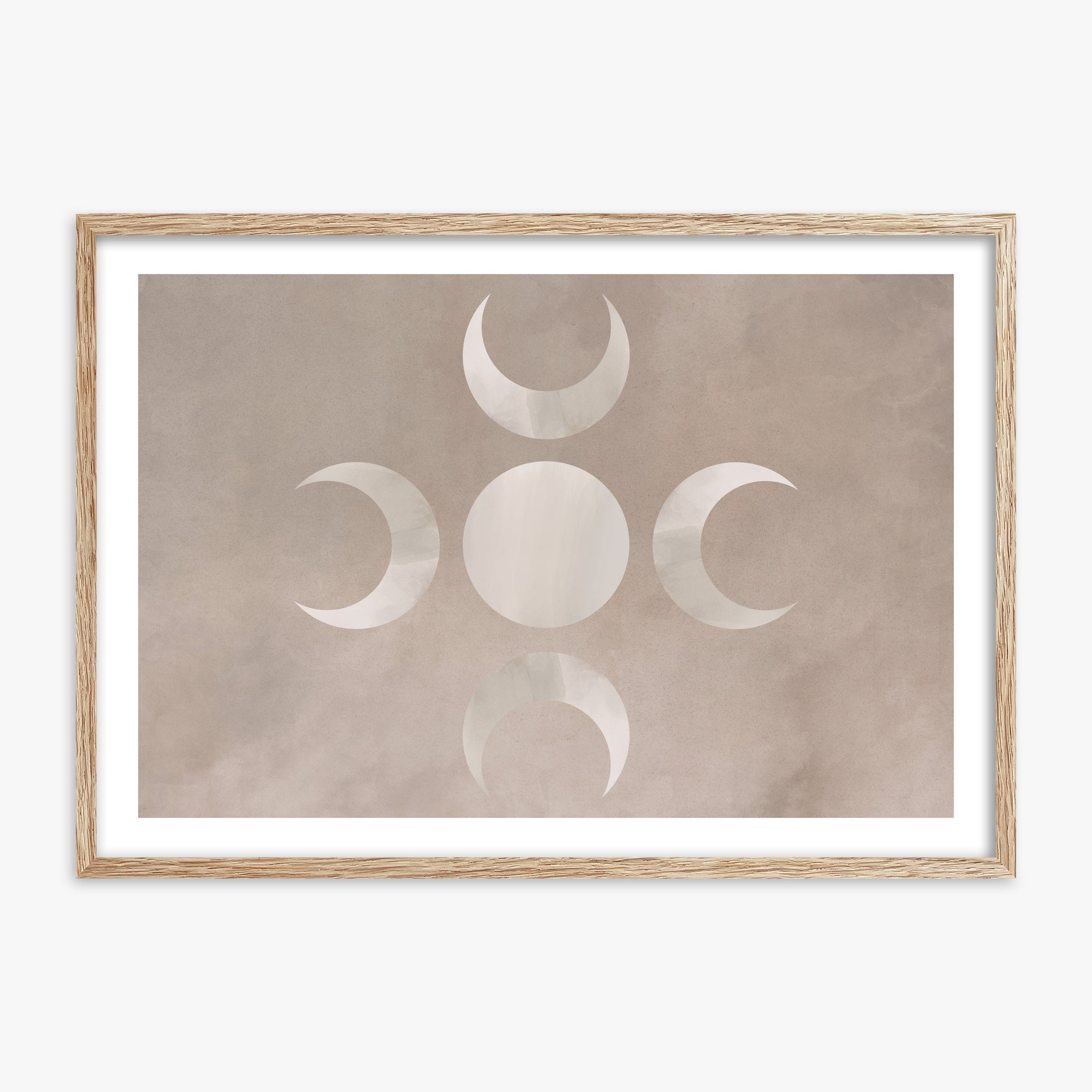 Mystic Moon Phases, 70x100cm Framed Poster With Raw Oak Frame