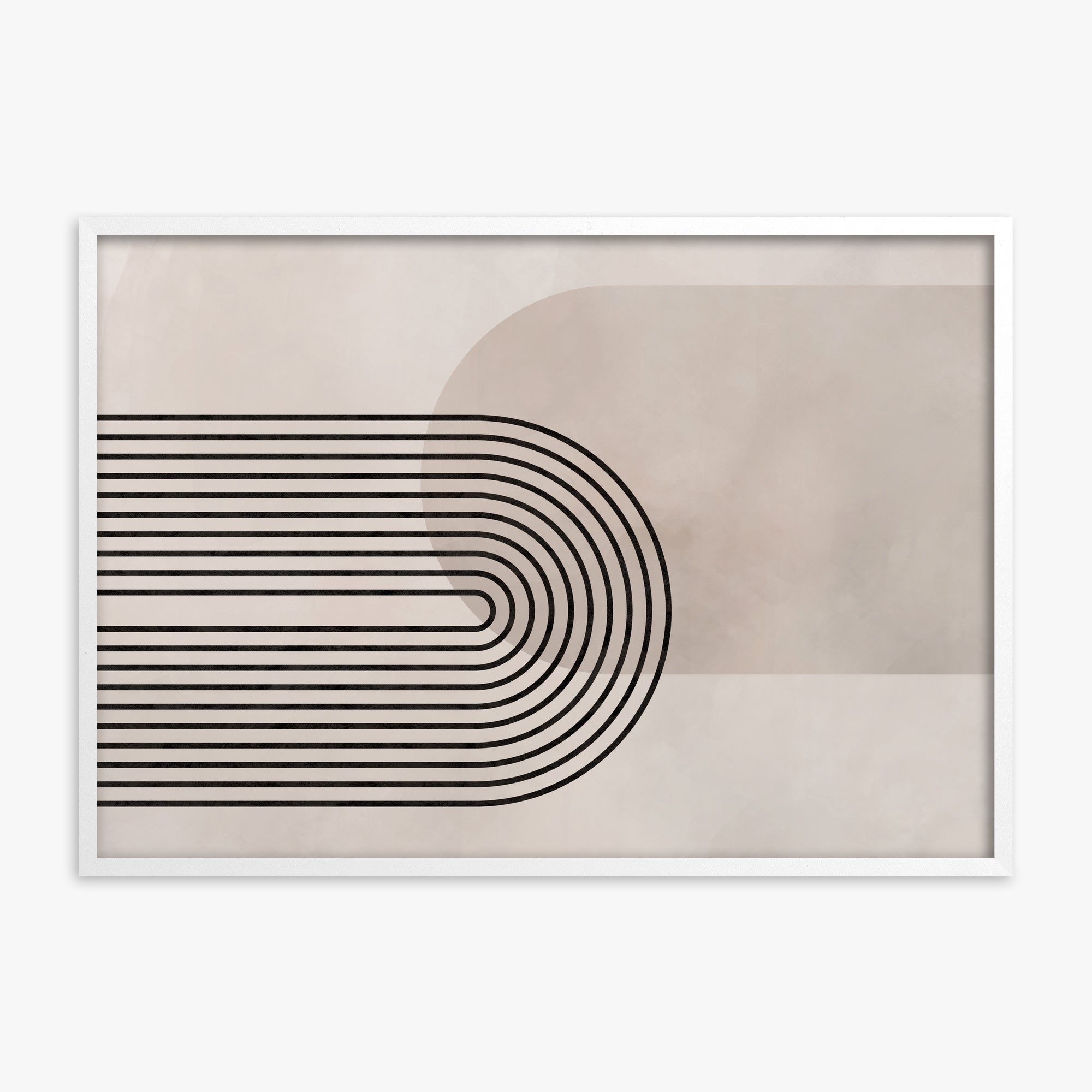 Parallel Over Curve, White Framed Poster With White Frame