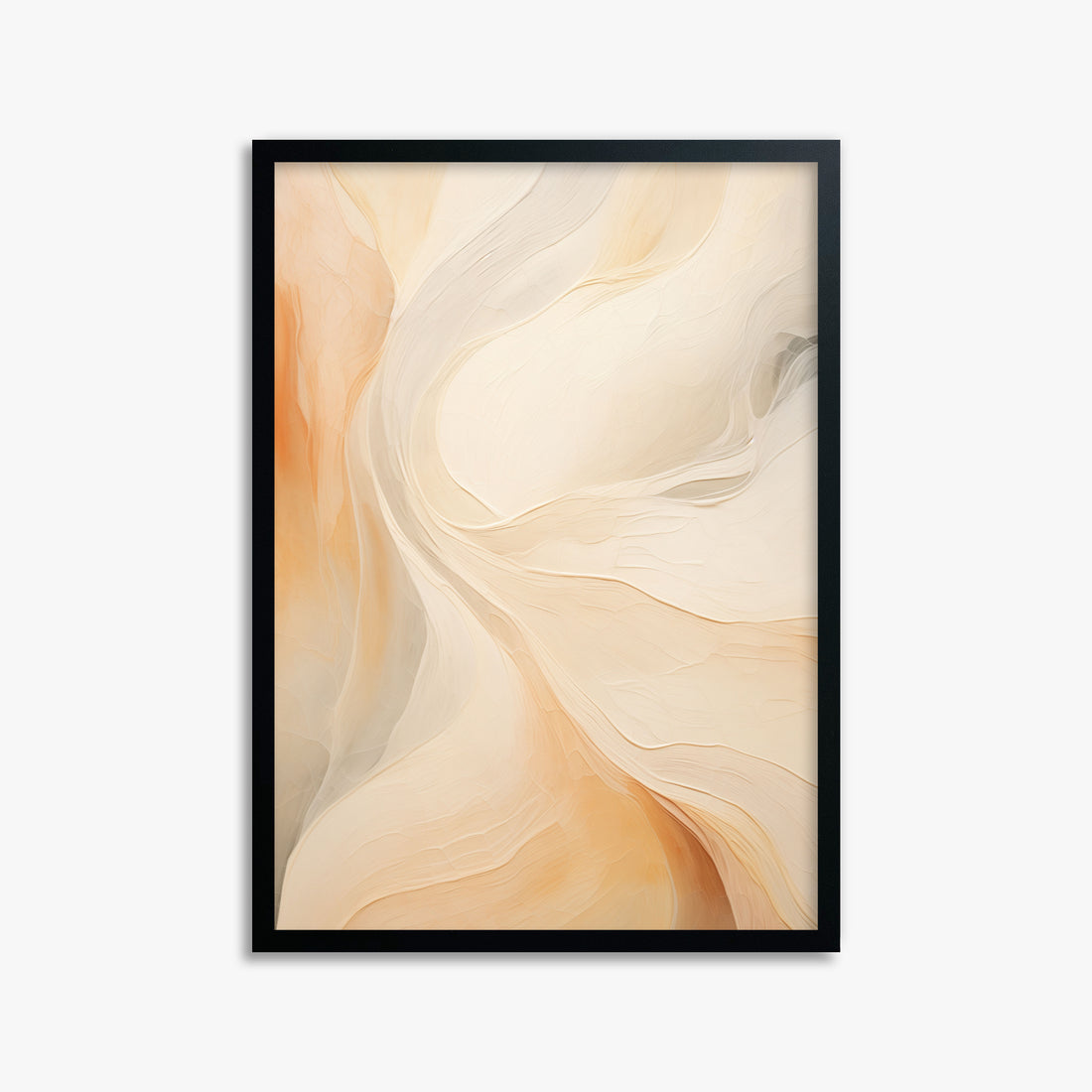 Peach Silk Flow, 50x70cm Framed Poster With Black Frame