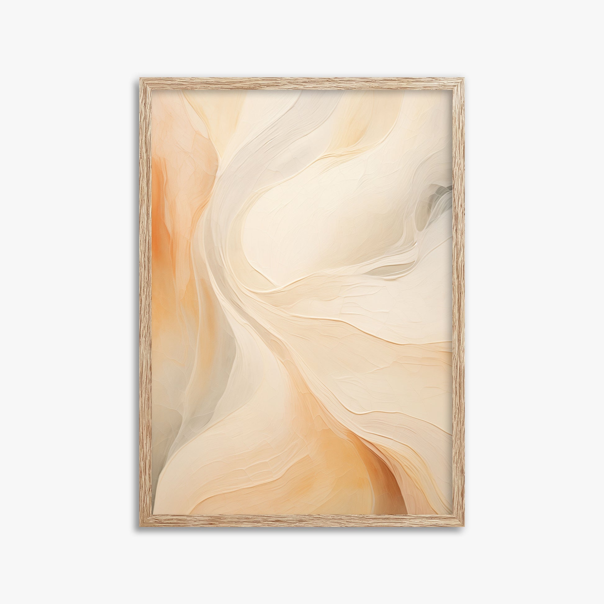 Peach Silk Flow, 50x70cm Framed Poster With Raw Oak Frame