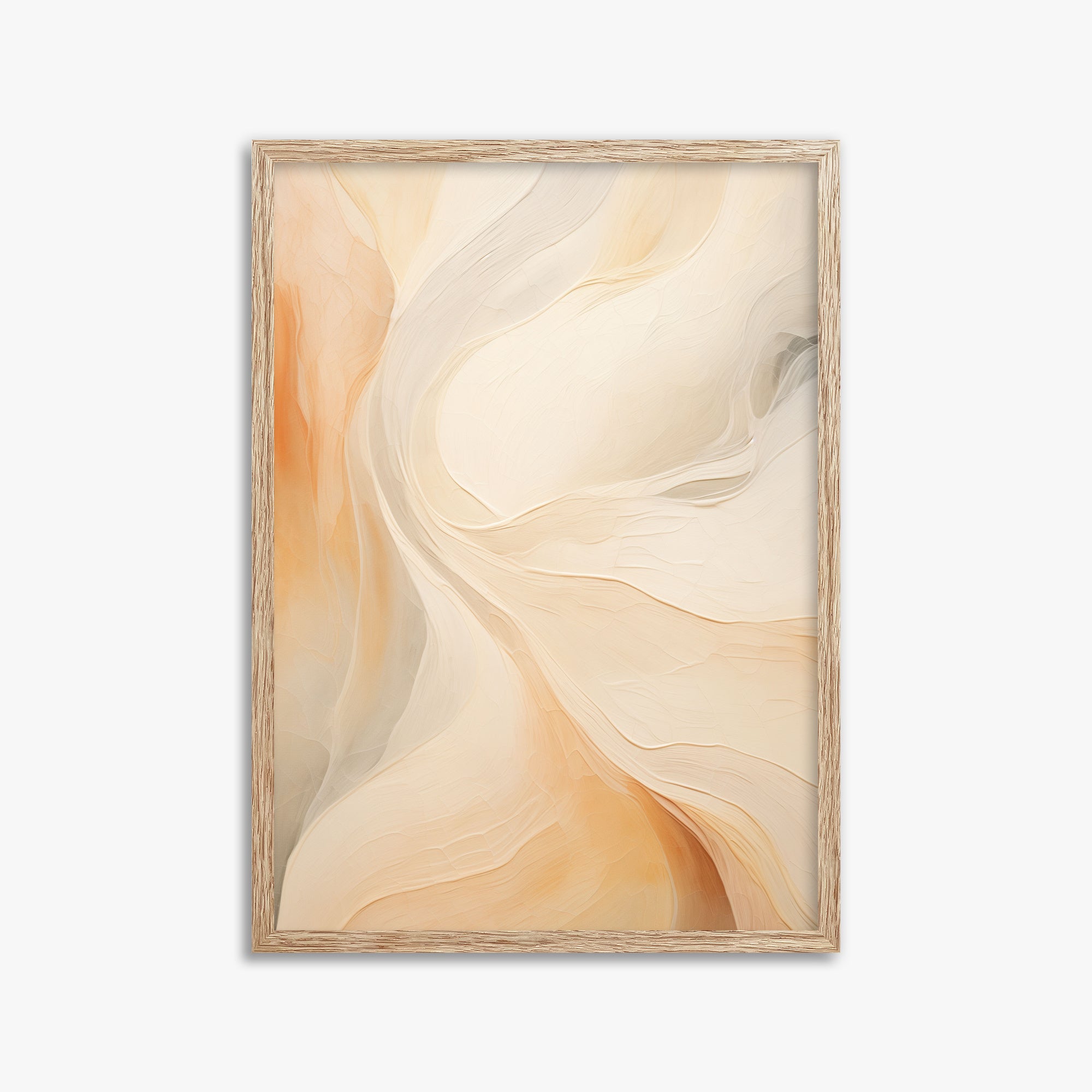 Peach Silk Flow, 50x70cm Framed Poster With Raw Oak Frame