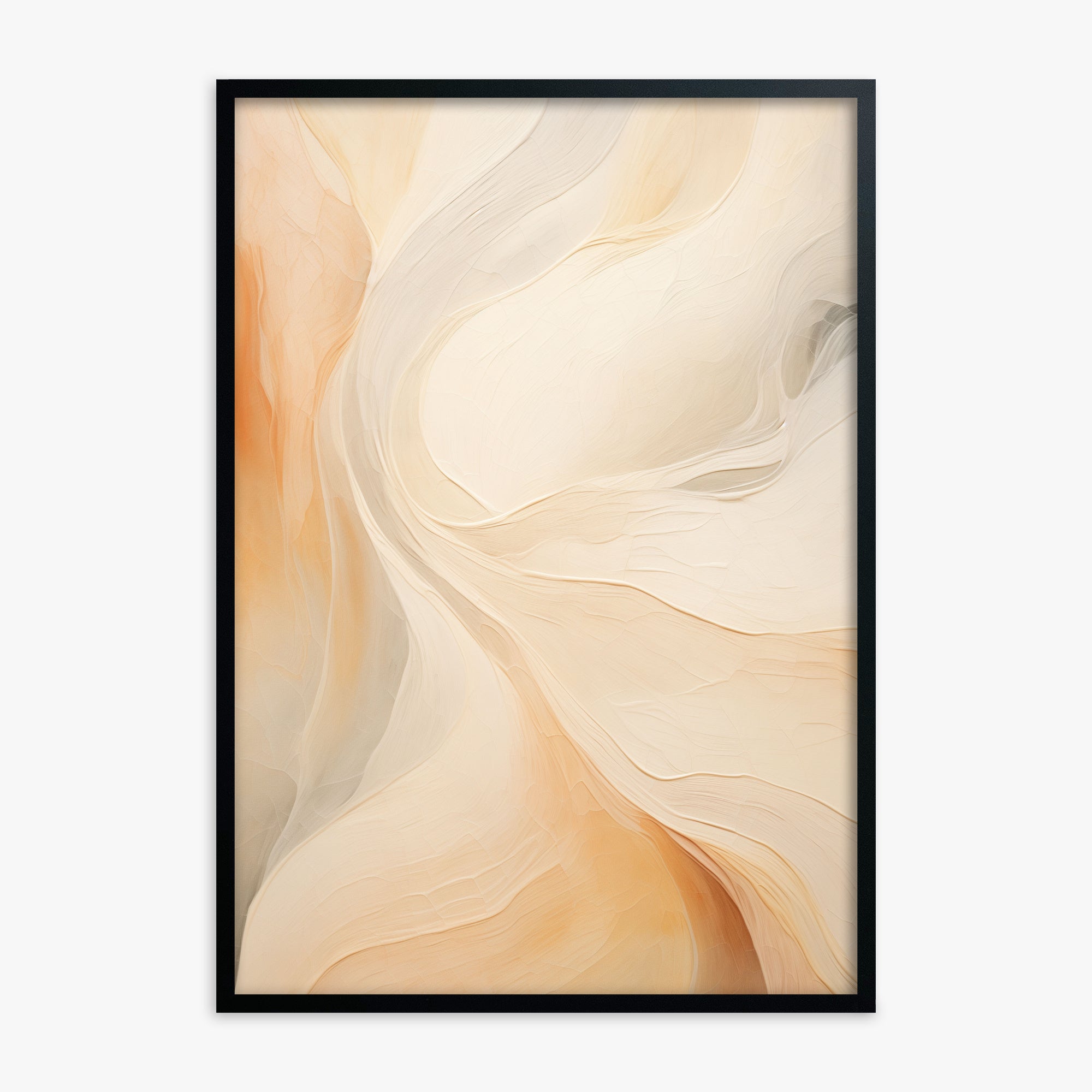 Peach Silk Flow, Black Framed Poster With Black Frame