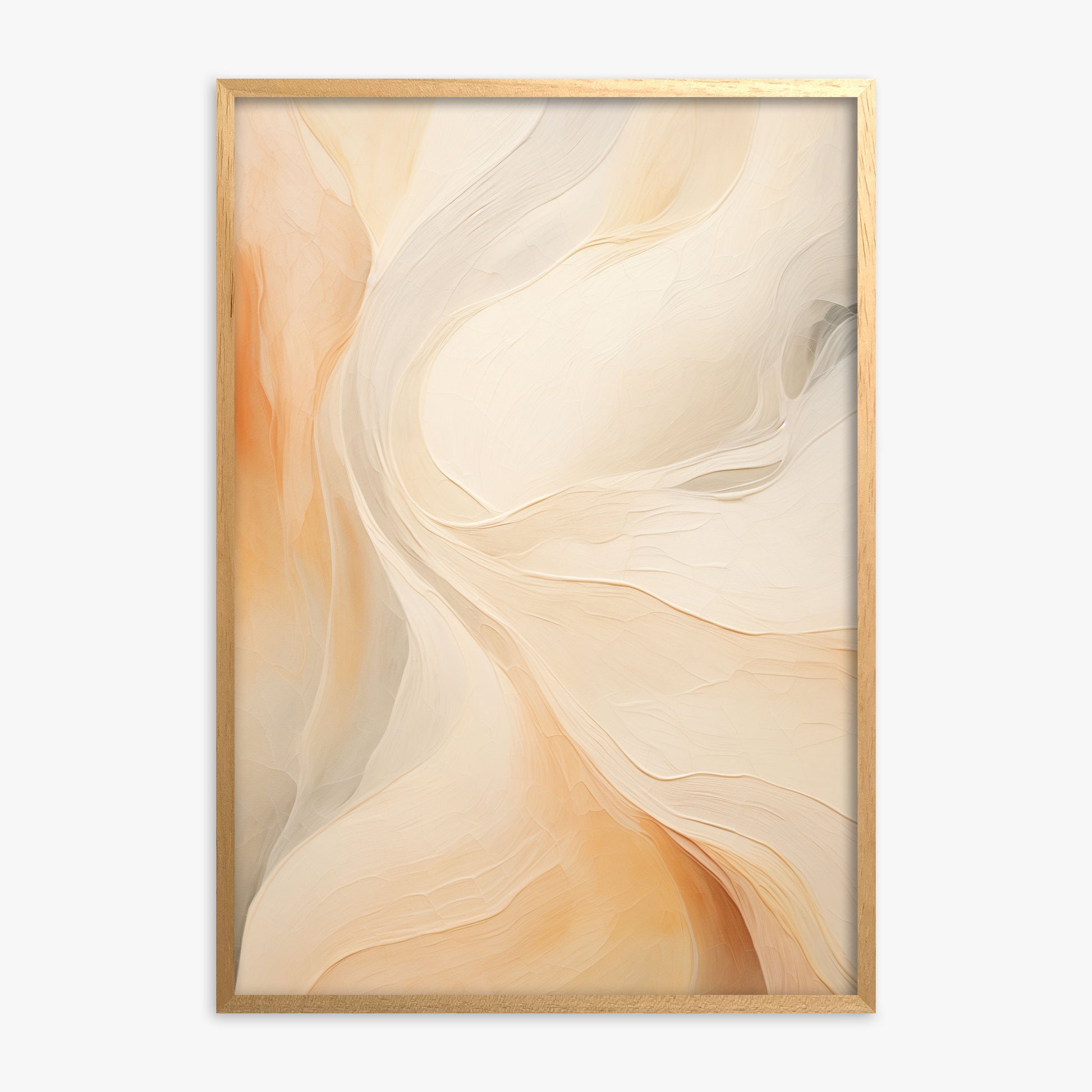 Peach Silk Flow, Oak Framed Poster With Oak Frame