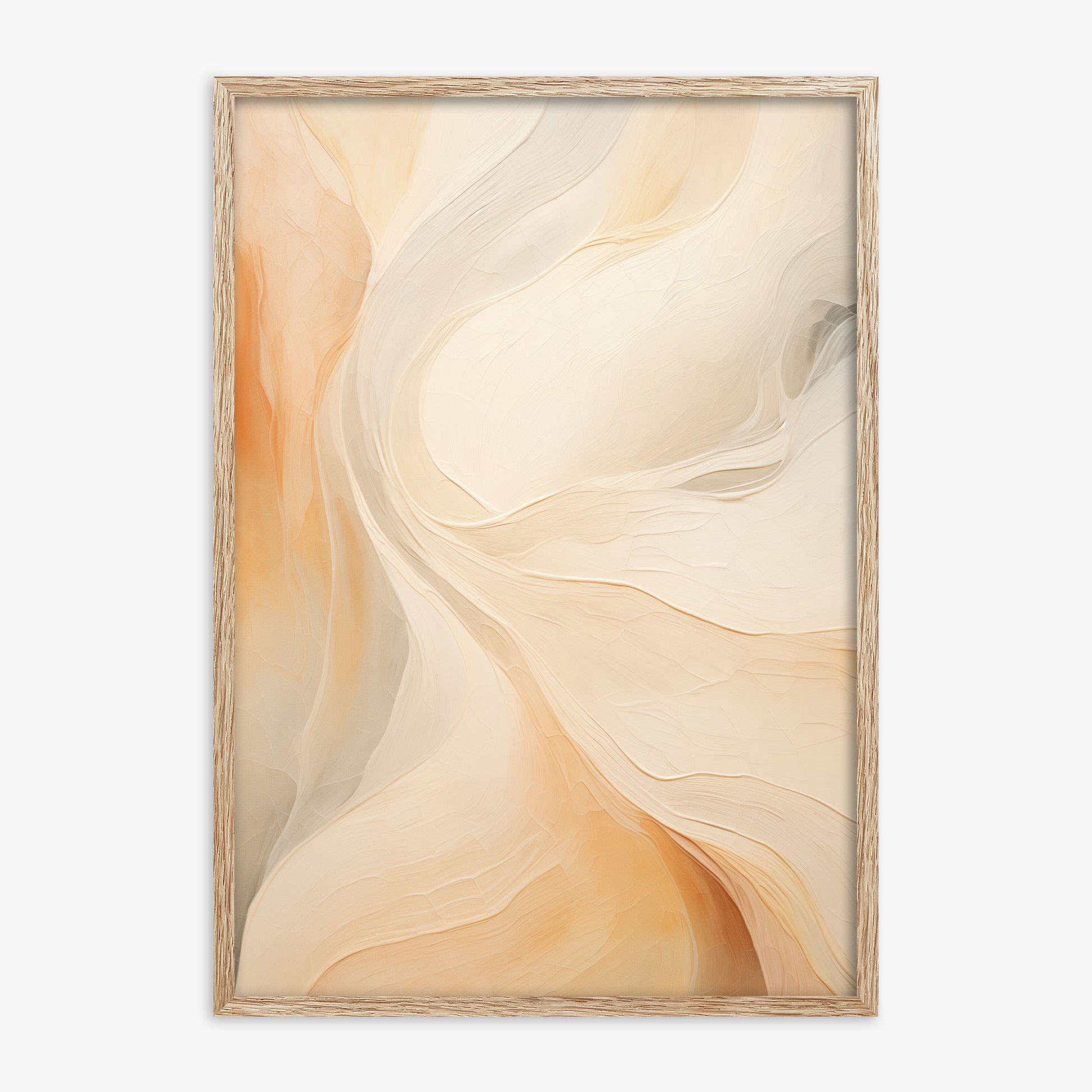 Peach Silk Flow, 70x100cm Framed Poster With Raw Oak Frame