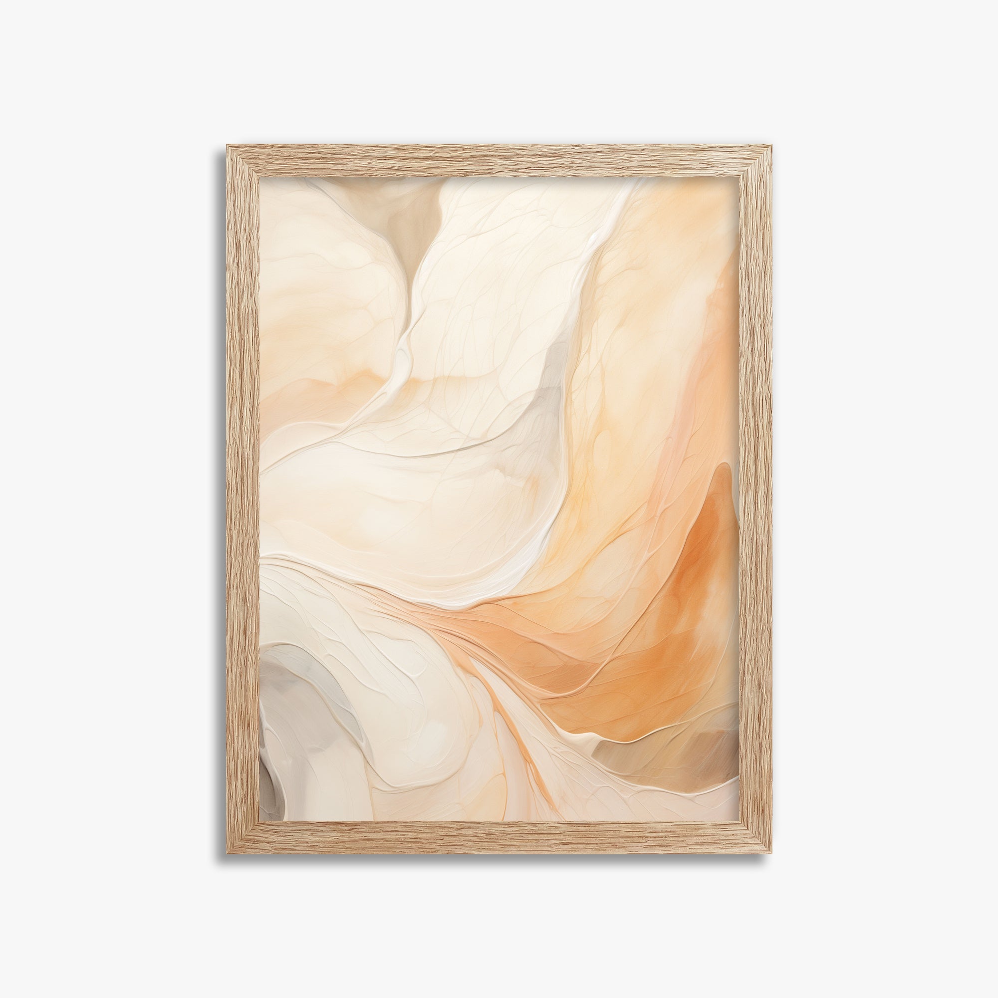 Cream Cascade, 30x40cm Framed Poster With Raw Oak Frame