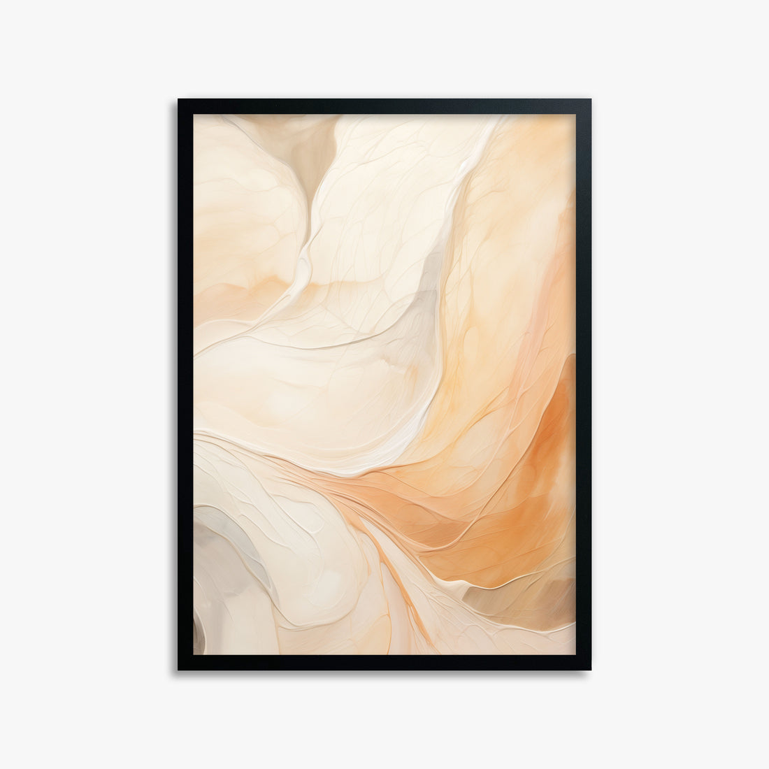 Cream Cascade, 50x70cm Framed Poster With Black Frame