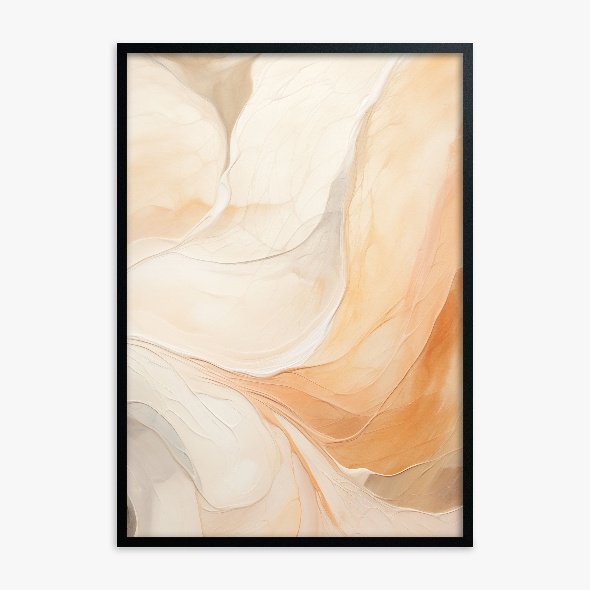 Cream Cascade, Black Framed Poster With Black Frame