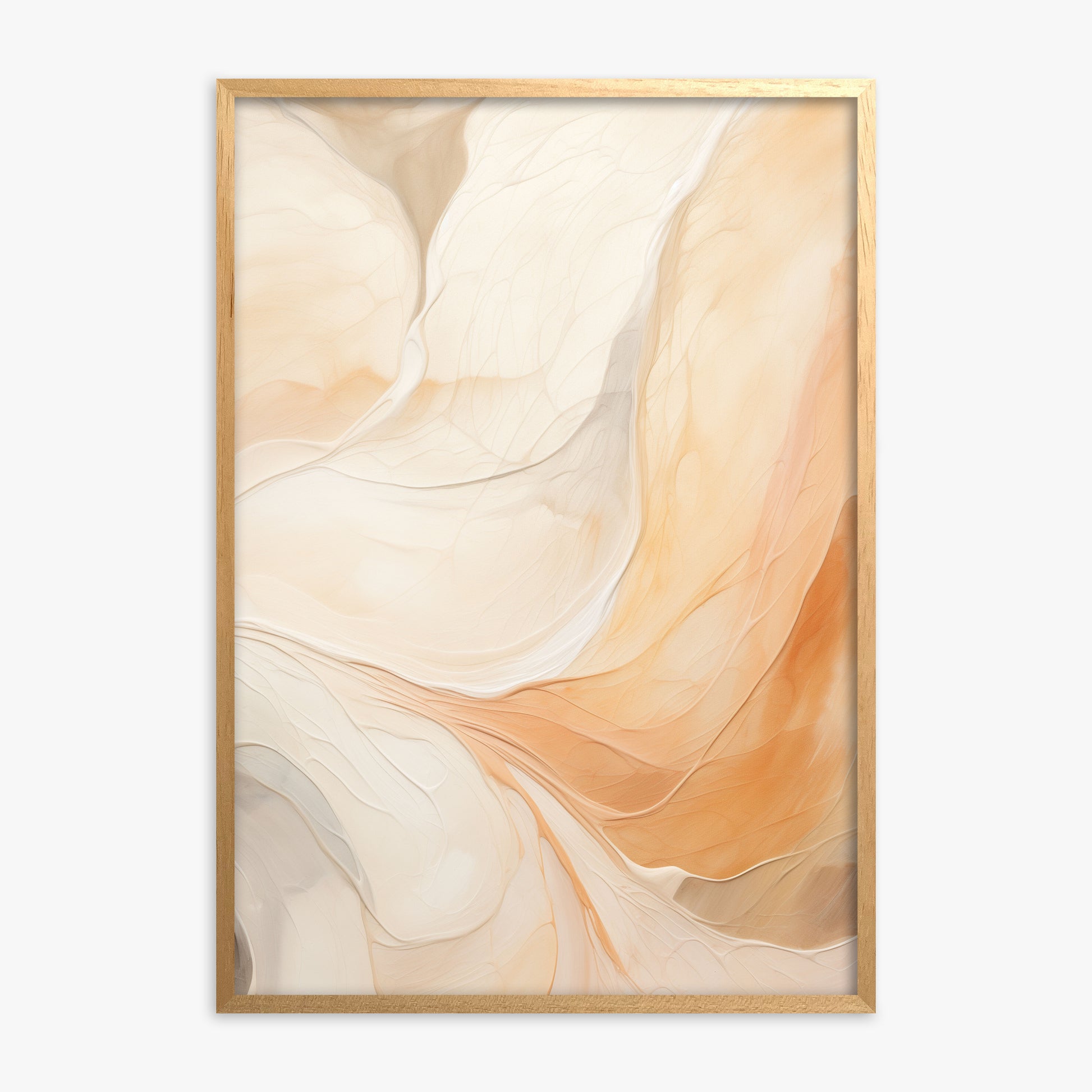 Cream Cascade, Oak Framed Poster With Oak Frame