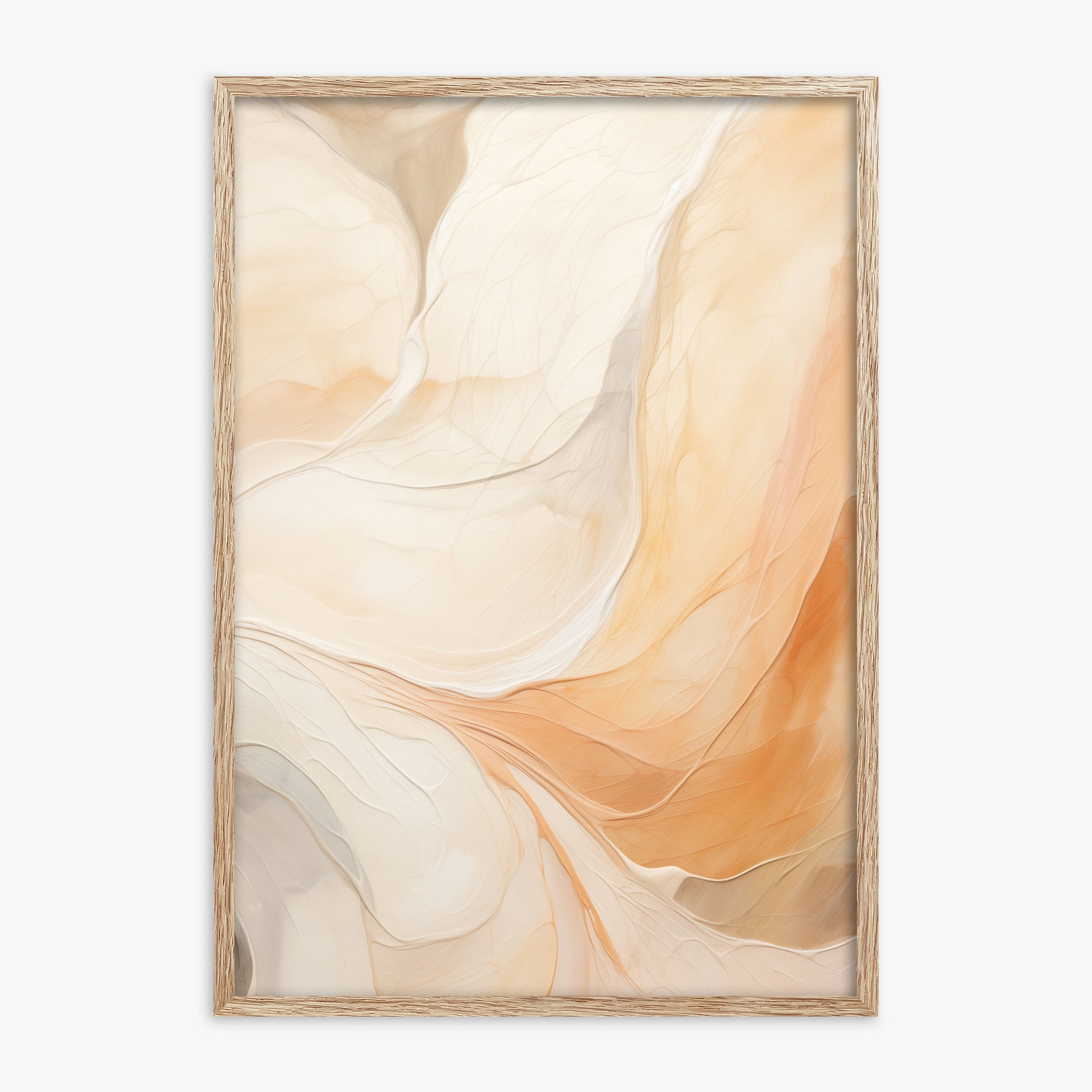 Cream Cascade, 70x100cm Framed Poster With Raw Oak Frame