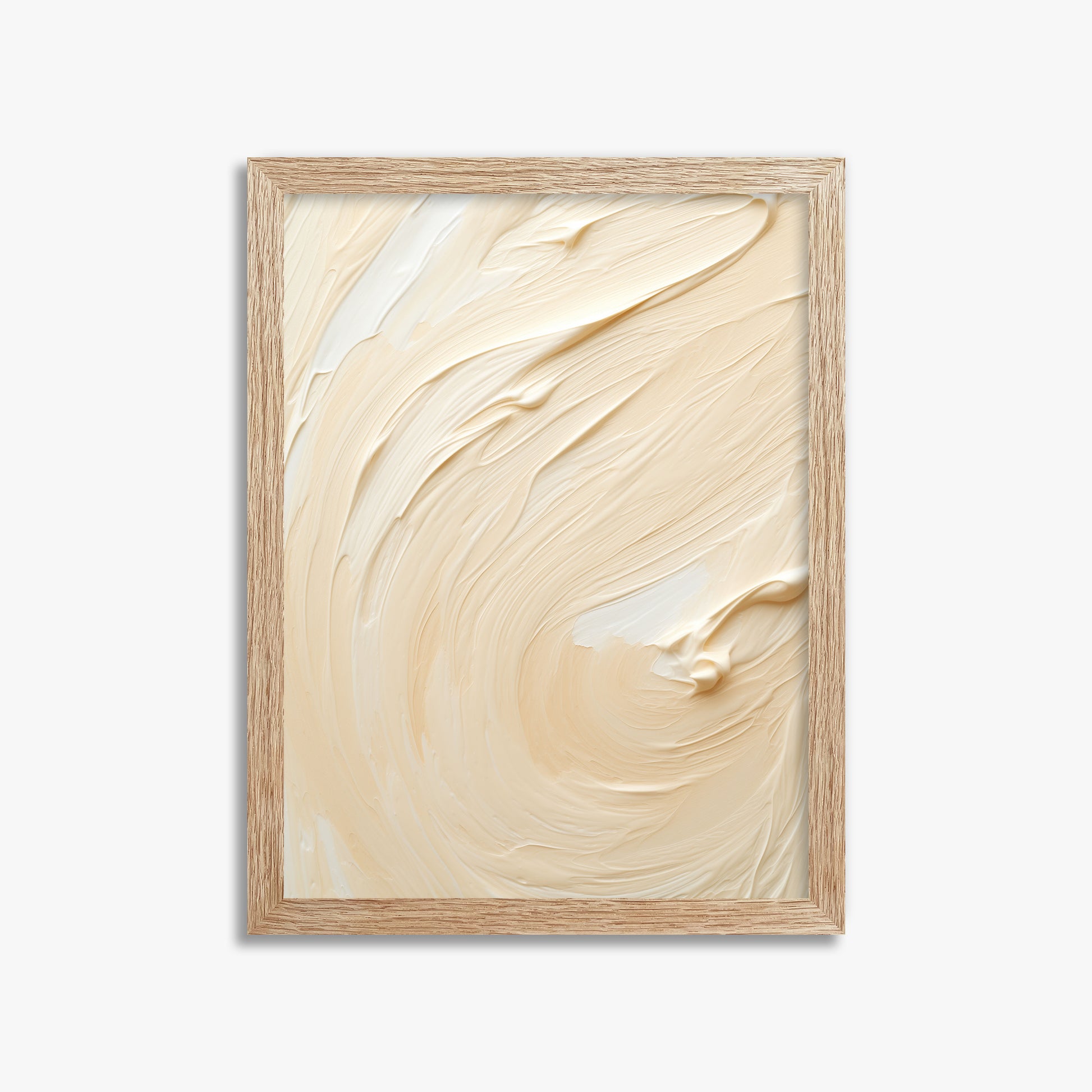 Vanilla Swirl Serenity, 30x40cm Framed Art Reproduction With Raw Oak Frame