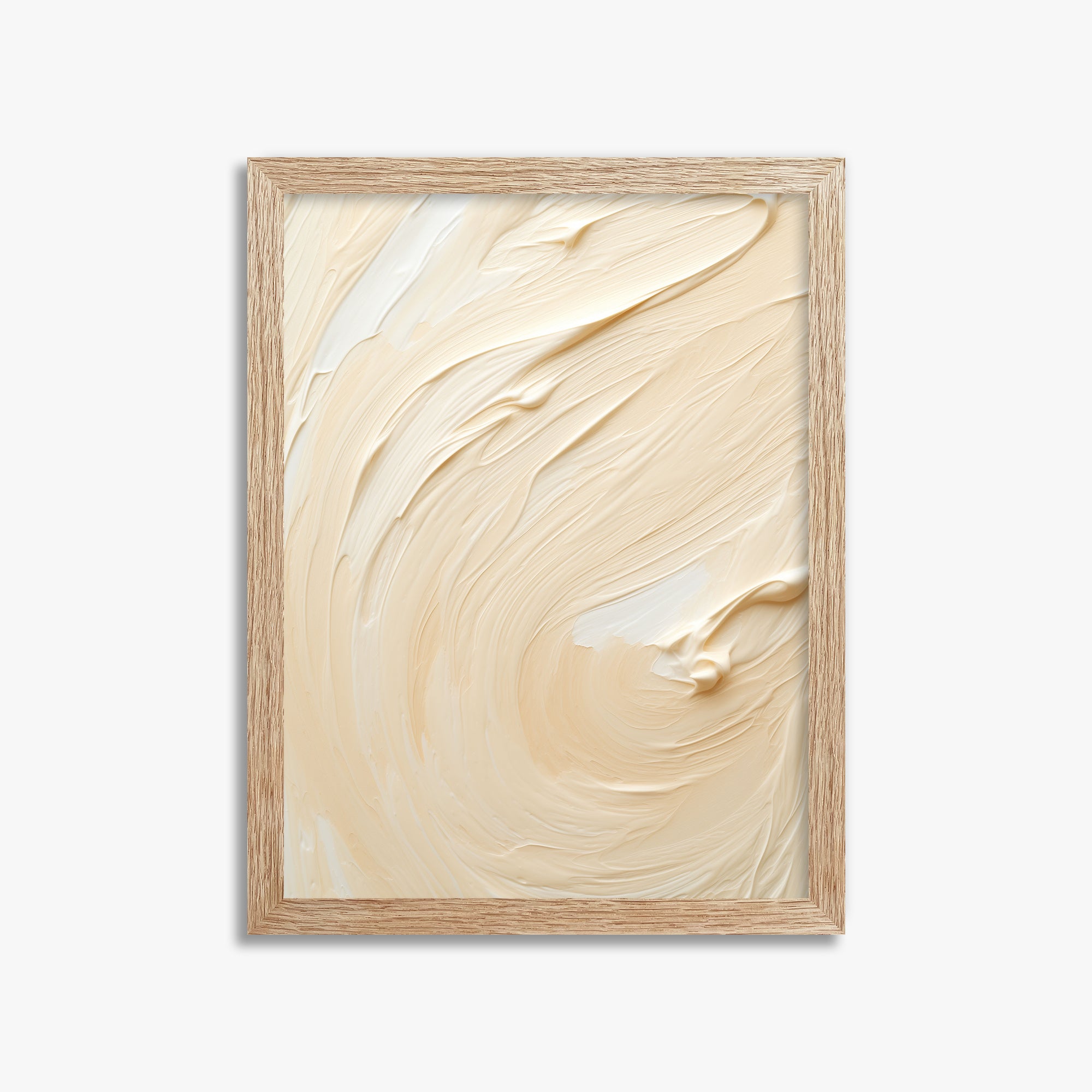 Vanilla Swirl Serenity, 30x40cm Framed Art Reproduction With Raw Oak Frame