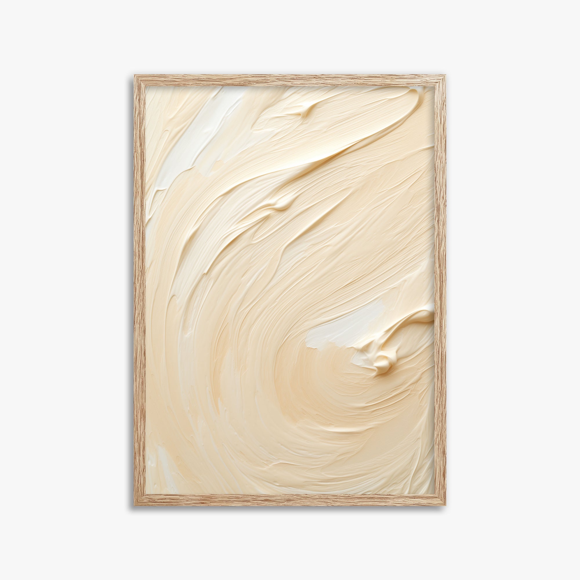 Vanilla Swirl Serenity, 50x70cm Framed Art Reproduction With Raw Oak Frame