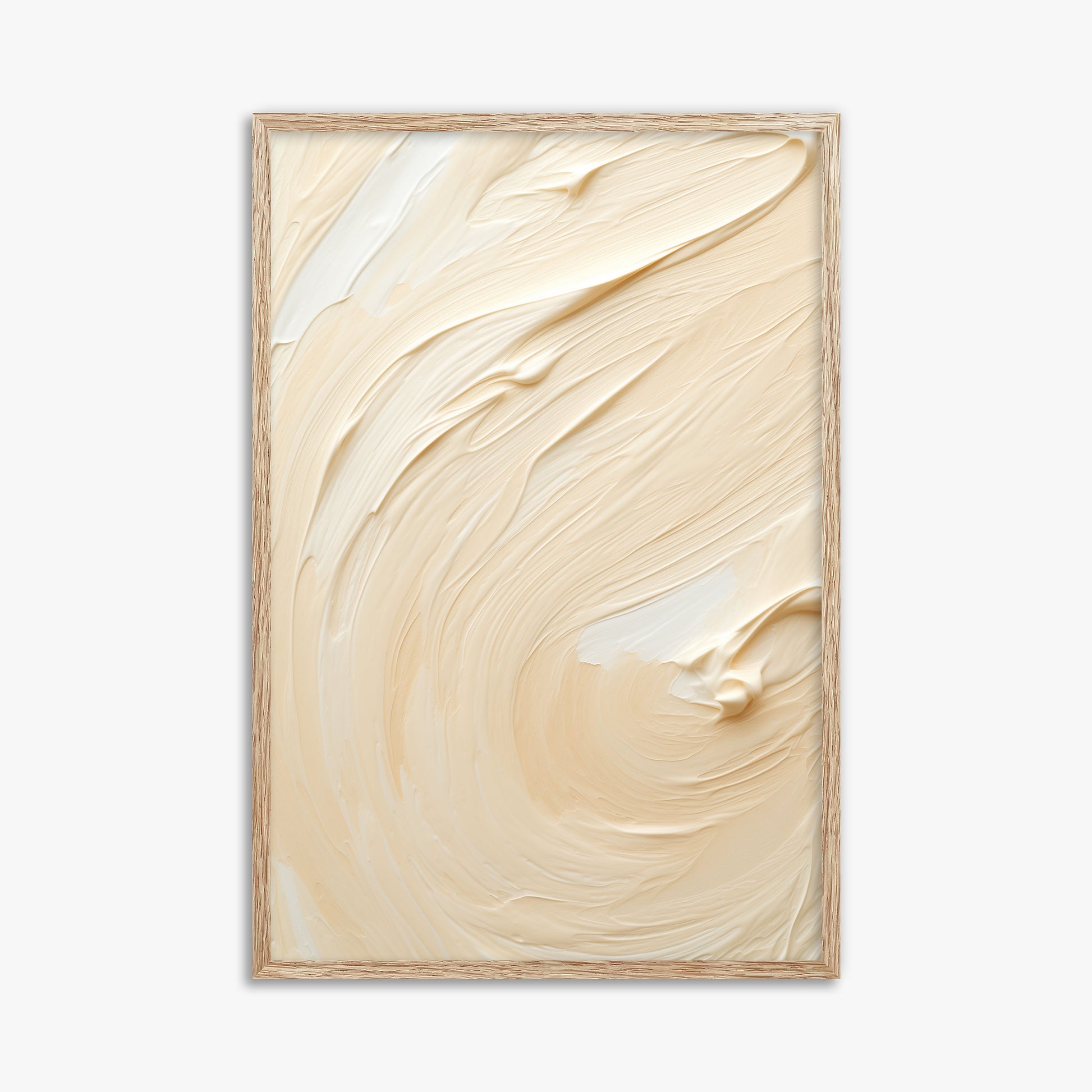 Vanilla Swirl Serenity, 61x91cm Framed Art Reproduction With Raw Oak Frame